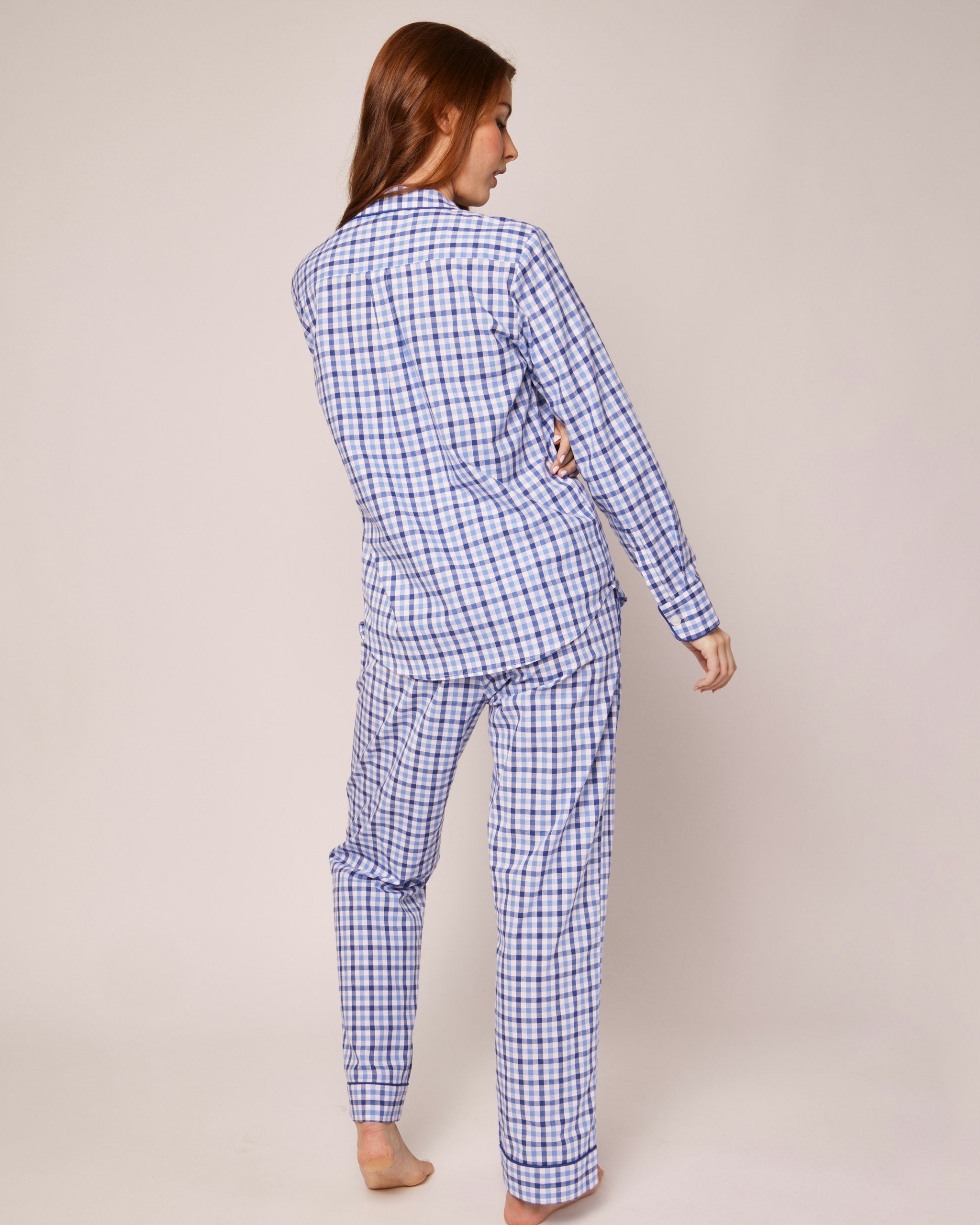 Women's Twill Pajama Set in Pink Gingham in Royal Blue Gingham#Colorway_Royal Blue Gingham