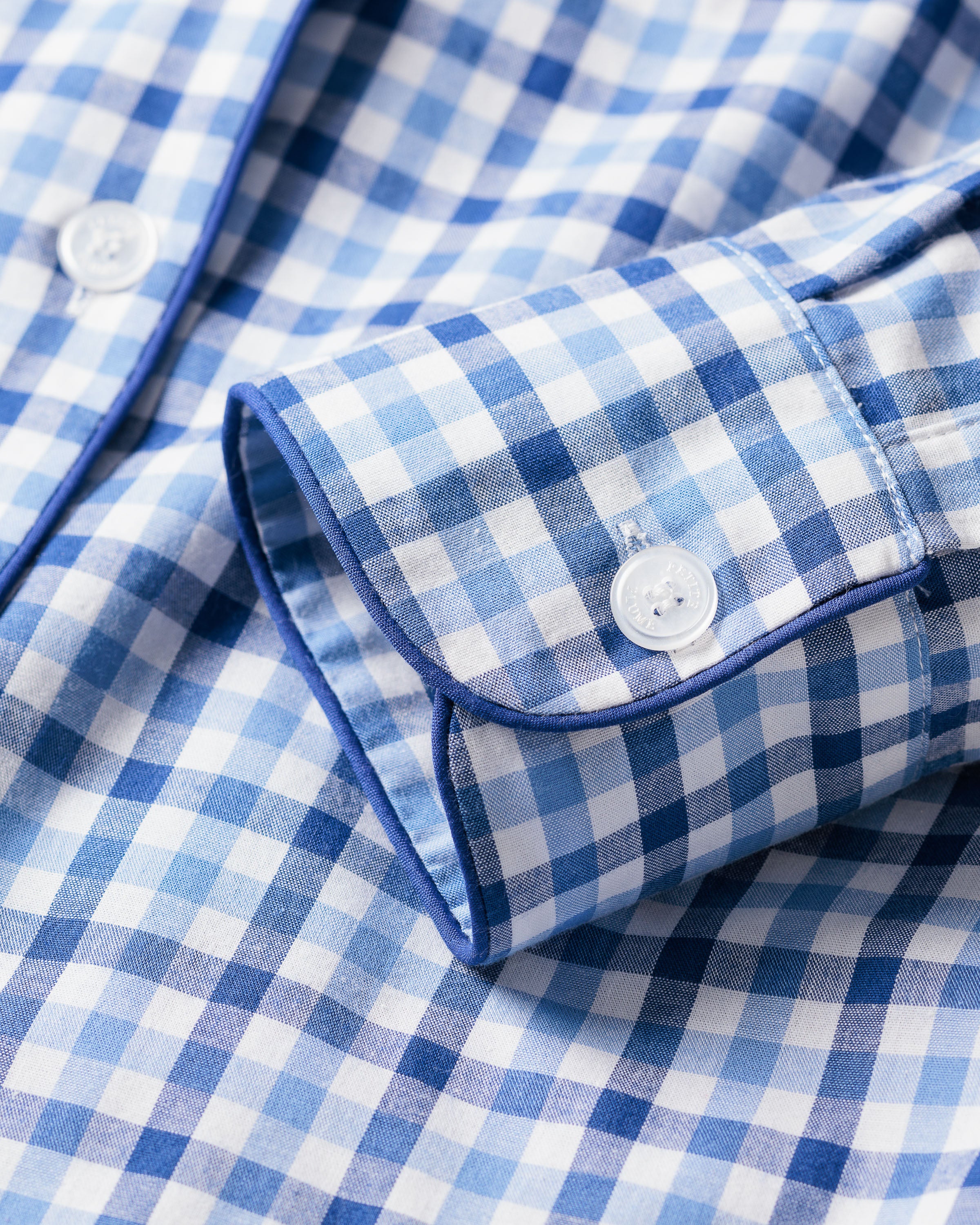 Women's Twill Pajama Set in Pink Gingham in Royal Blue Gingham#Colorway_Royal Blue Gingham