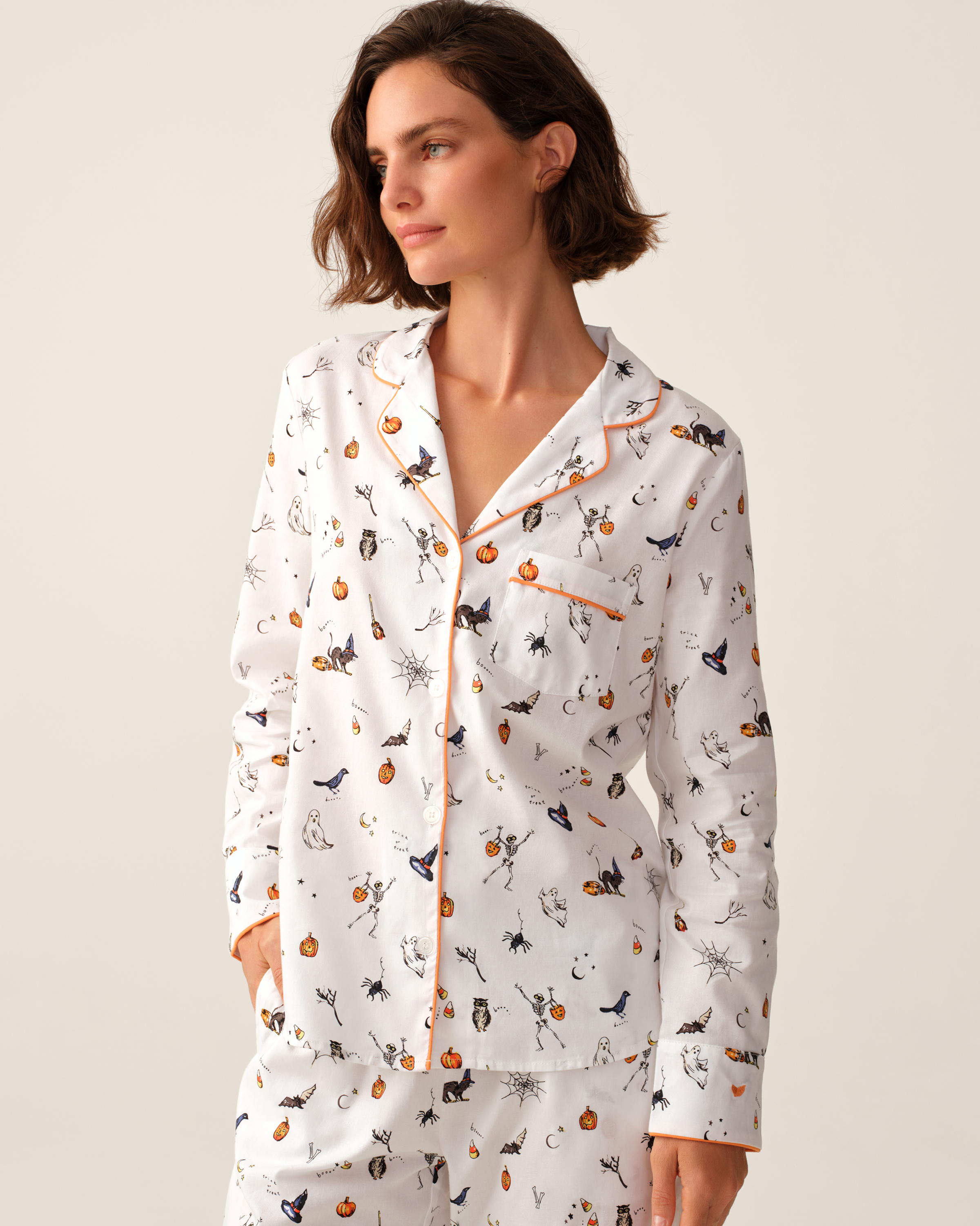 Women's Twill Pajama Set in Trick or Treat
