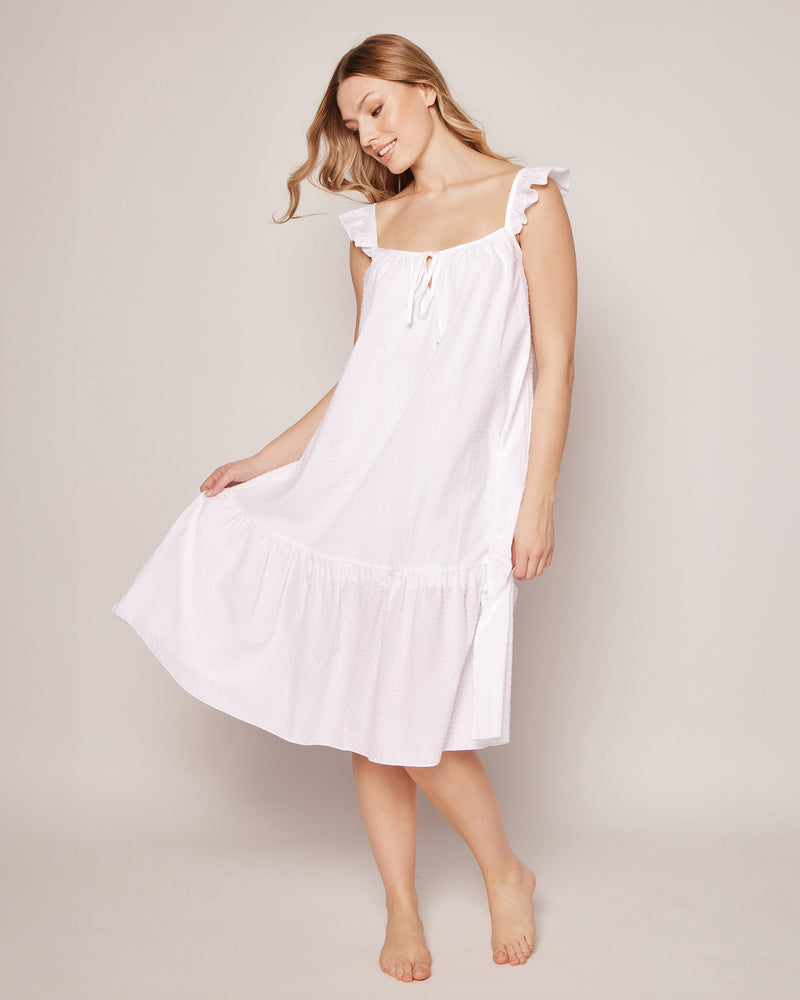 Women's Swiss Dots Celeste Nightgown in White