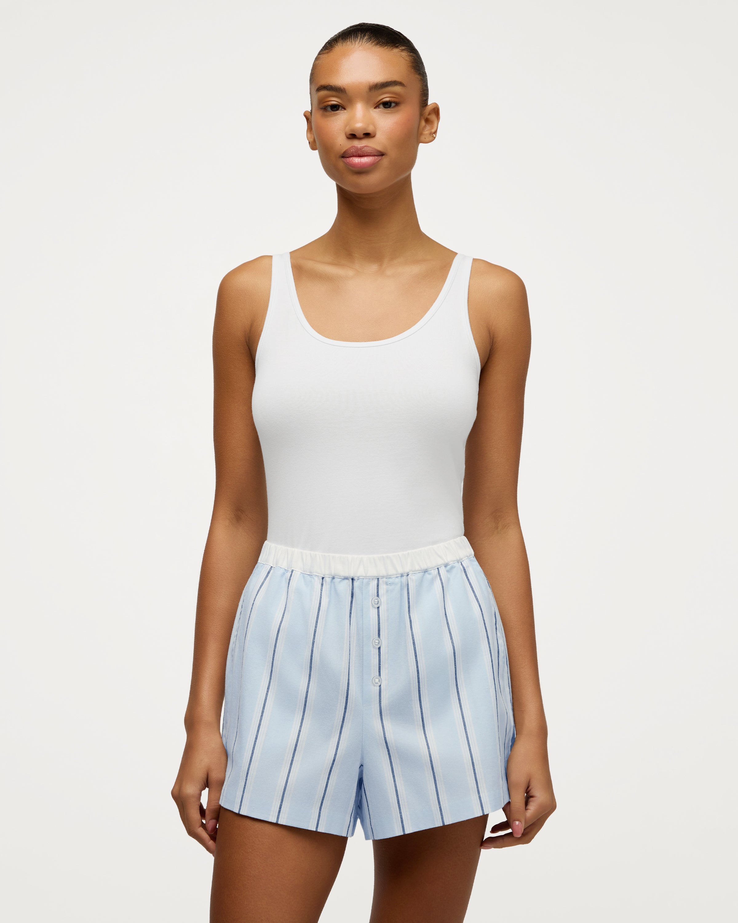 Women's Twill Sleep Short in Coastal Stripe