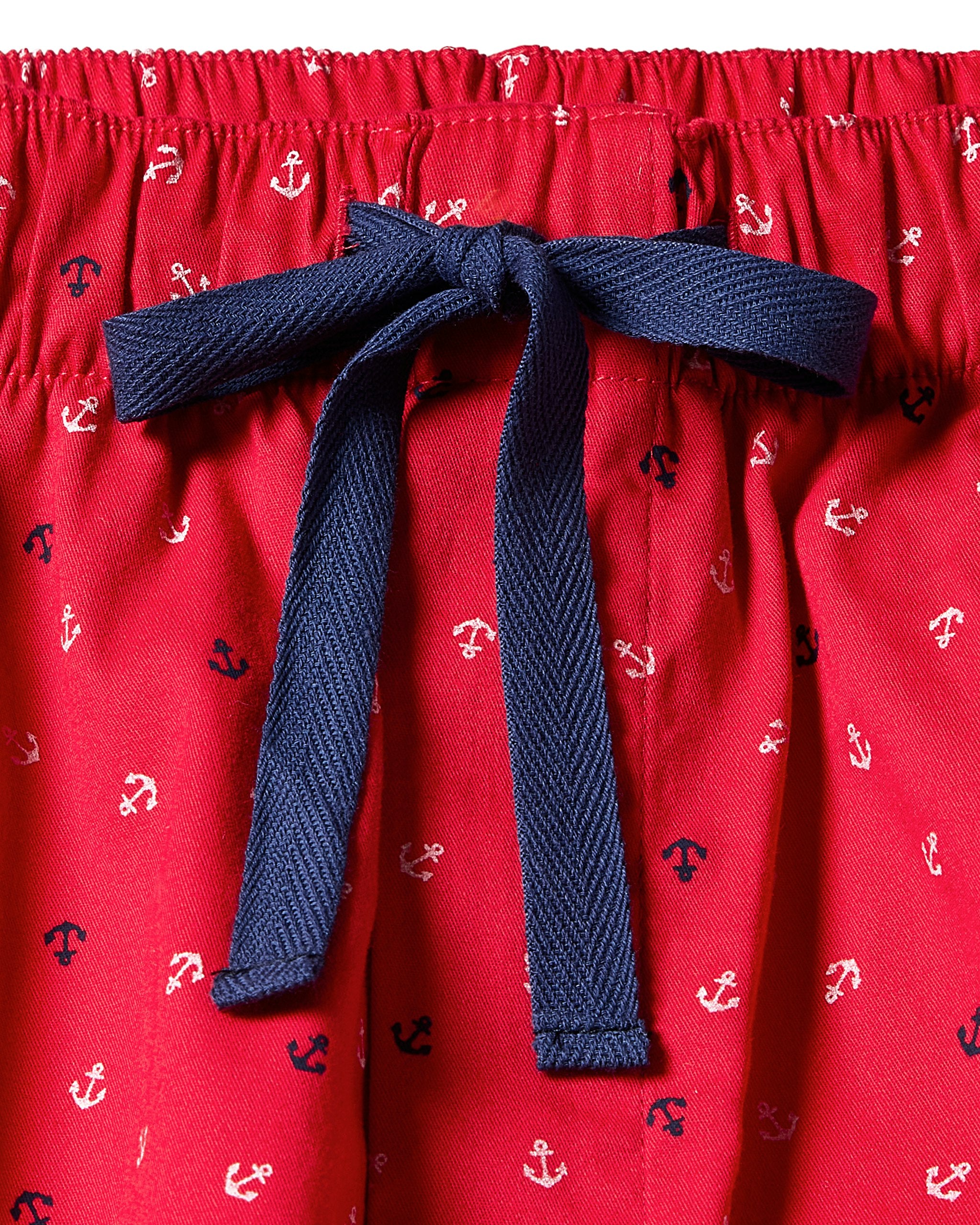 Women's Twill Short Sleeve Short Set in Coastal Charms in Anchors Away#Color_Anchors Away