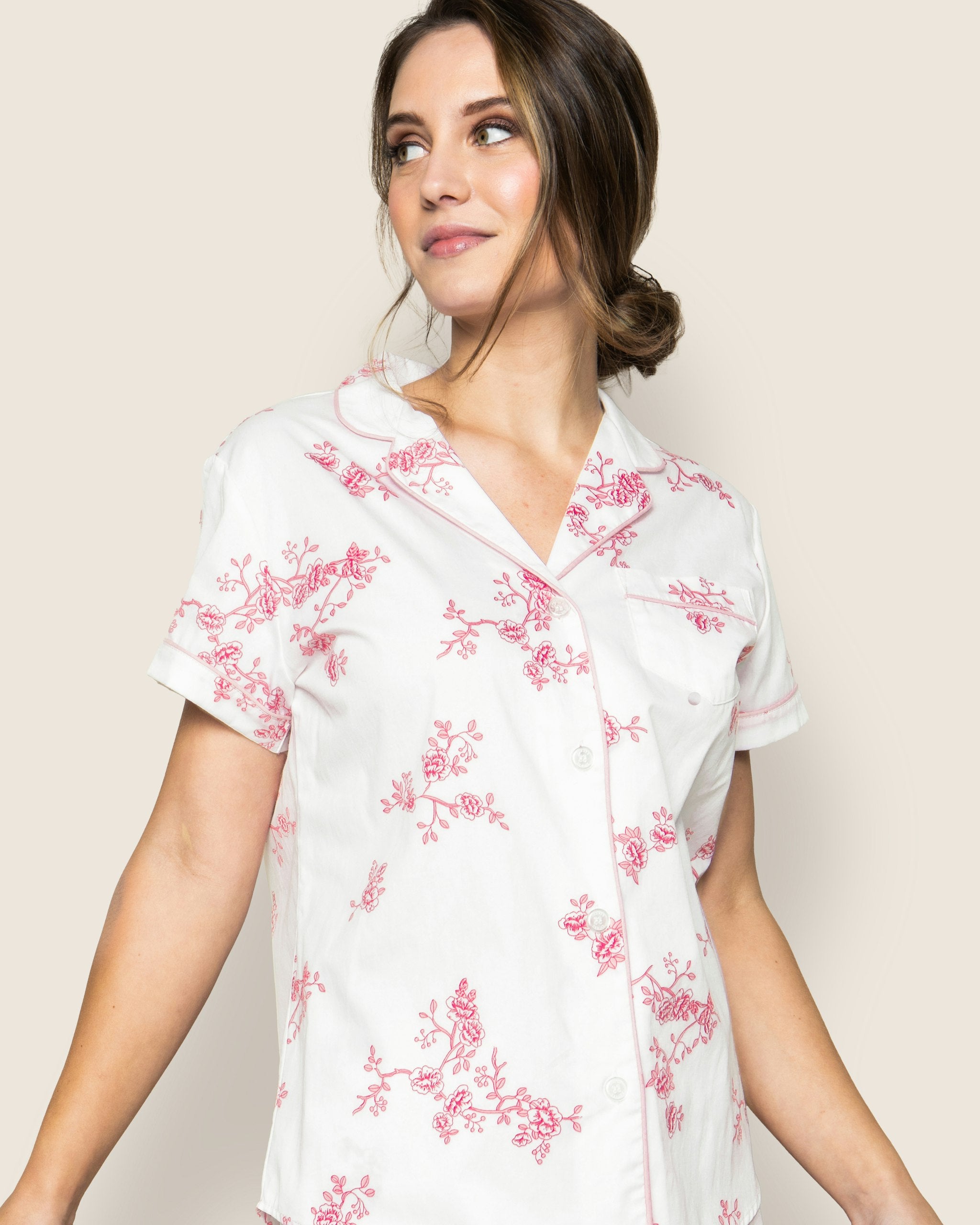 Women's Twill Pajama Short Set in English Rose Floral in English Rose Floral#Color_English Rose Floral
