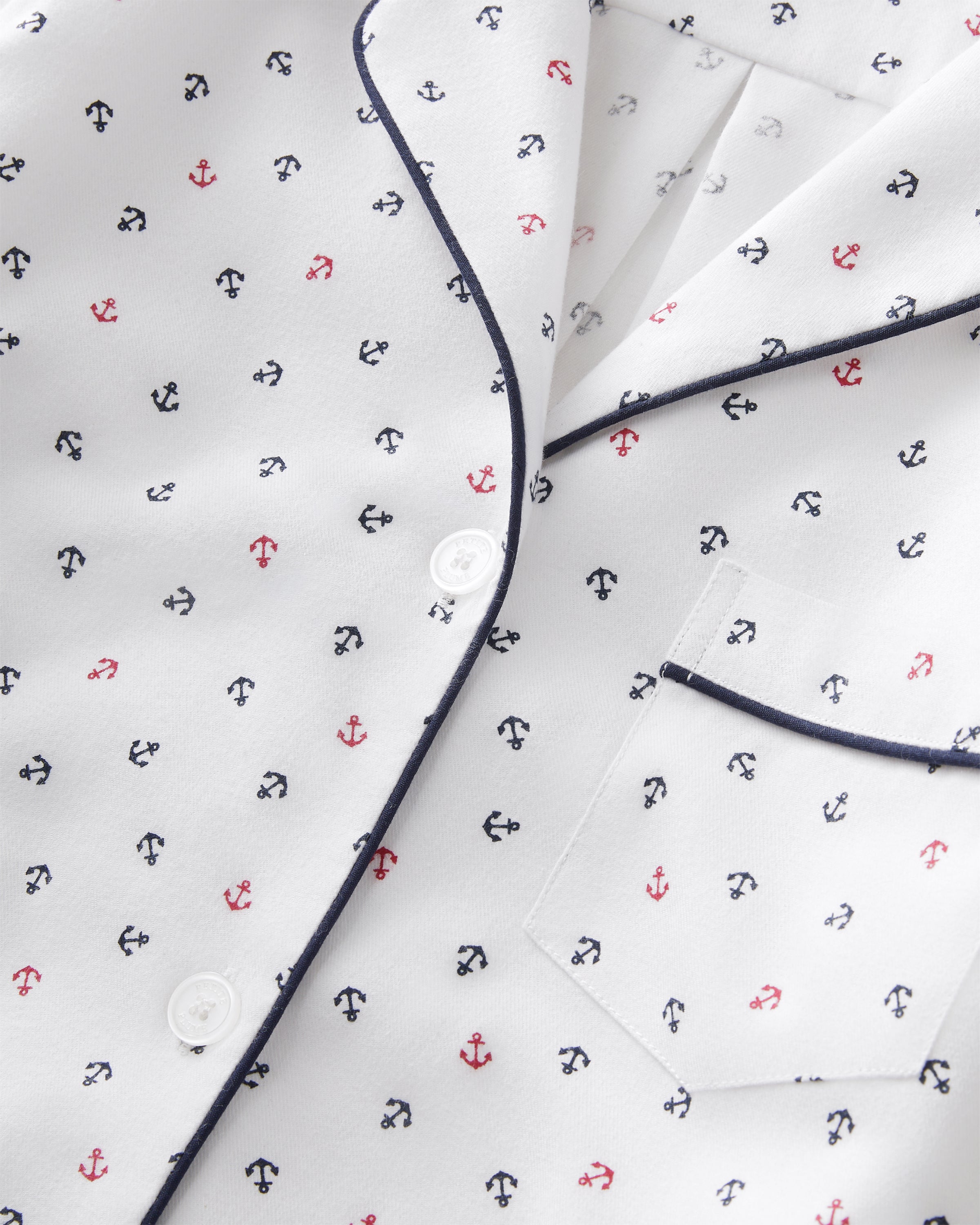 Women's Twill Short Sleeve Short Set in Anchors Away White