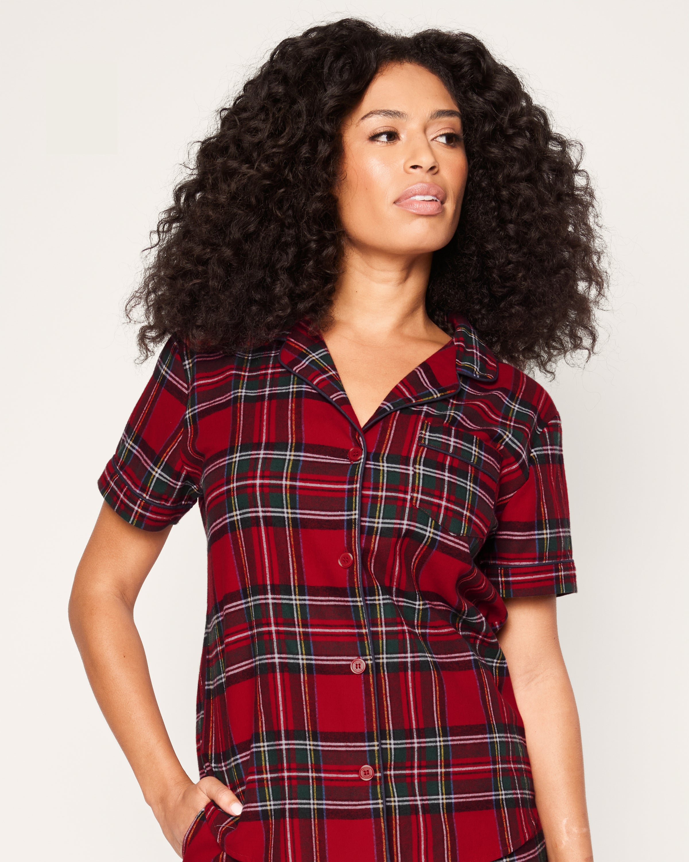 Women's Brushed Twill Short Sleeve Short Set in Imperial Tartan