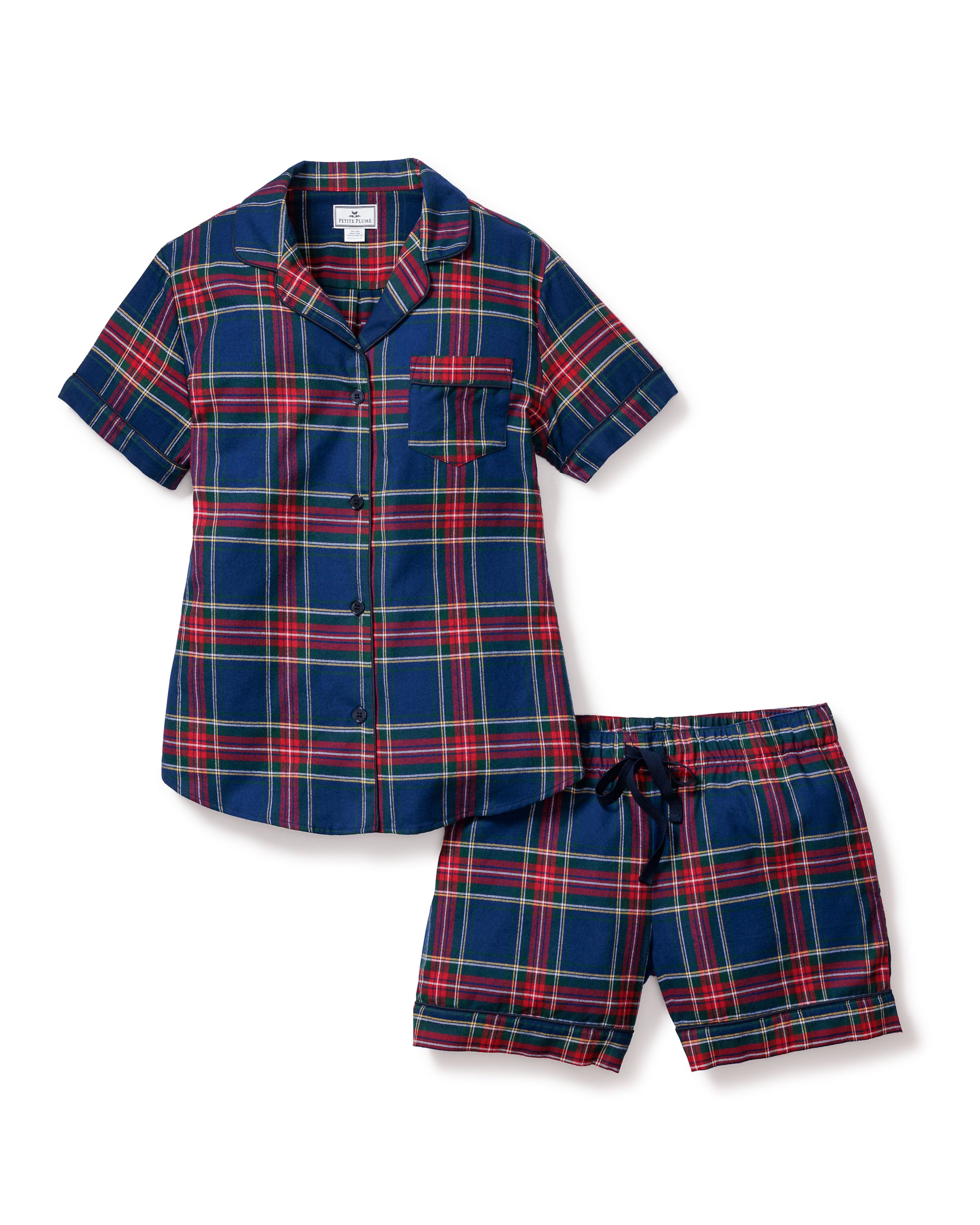 Women's Brushed Twill Short Sleeve Short Set in Windsor Tartan