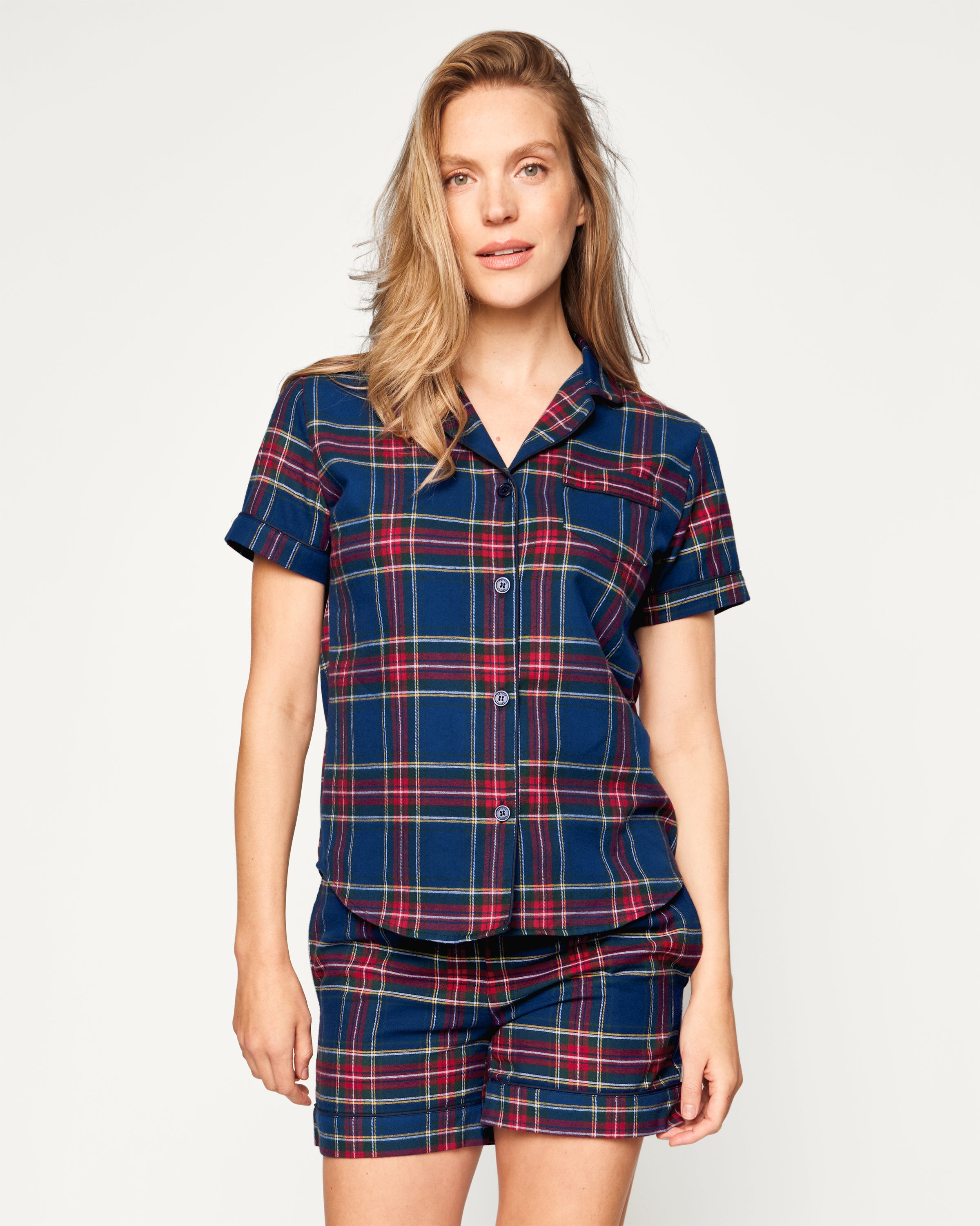 Women's Brushed Twill Short Sleeve Short Set in Windsor Tartan