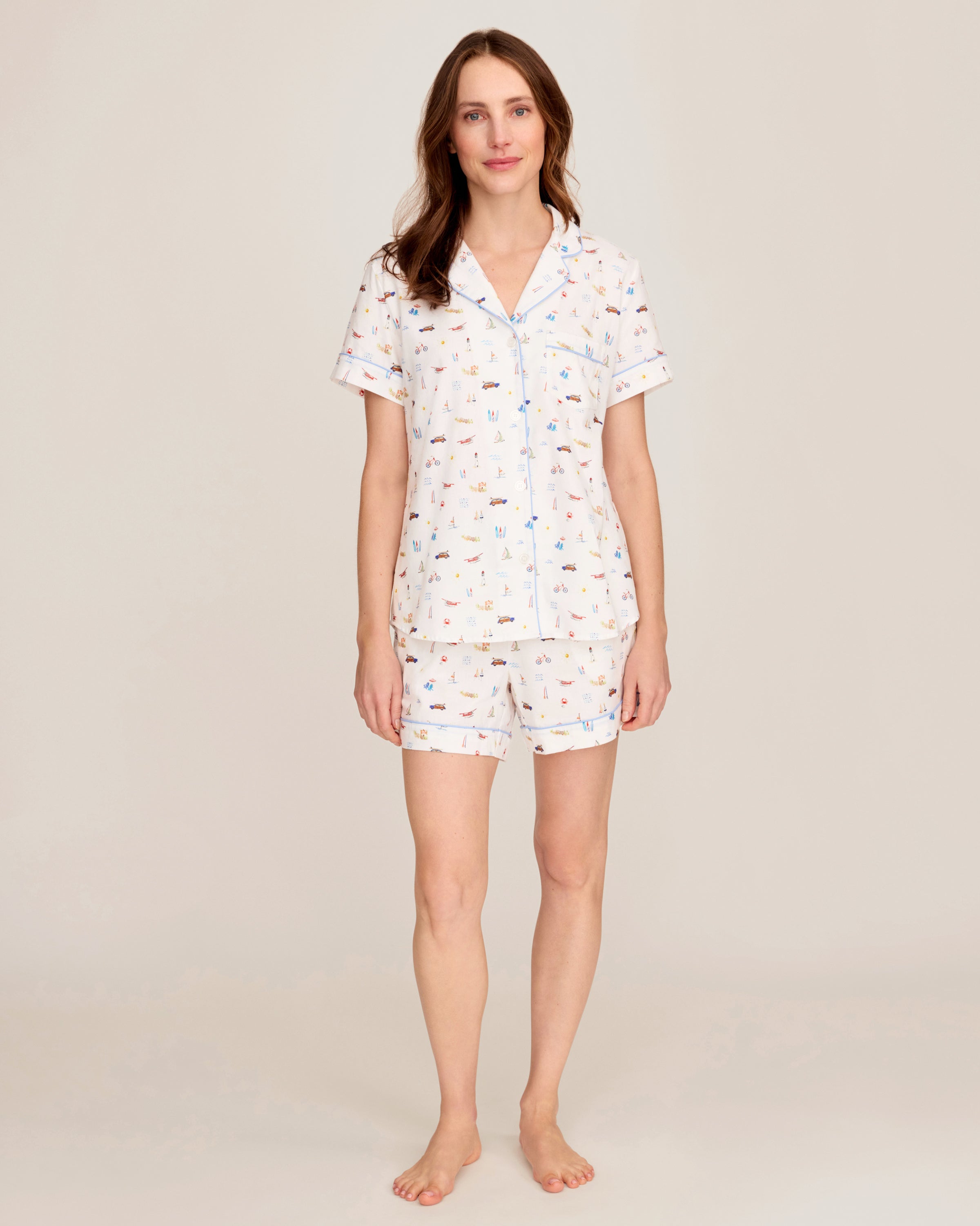 Women's Twill Short Sleeve Short Set in Summer Nostalgia