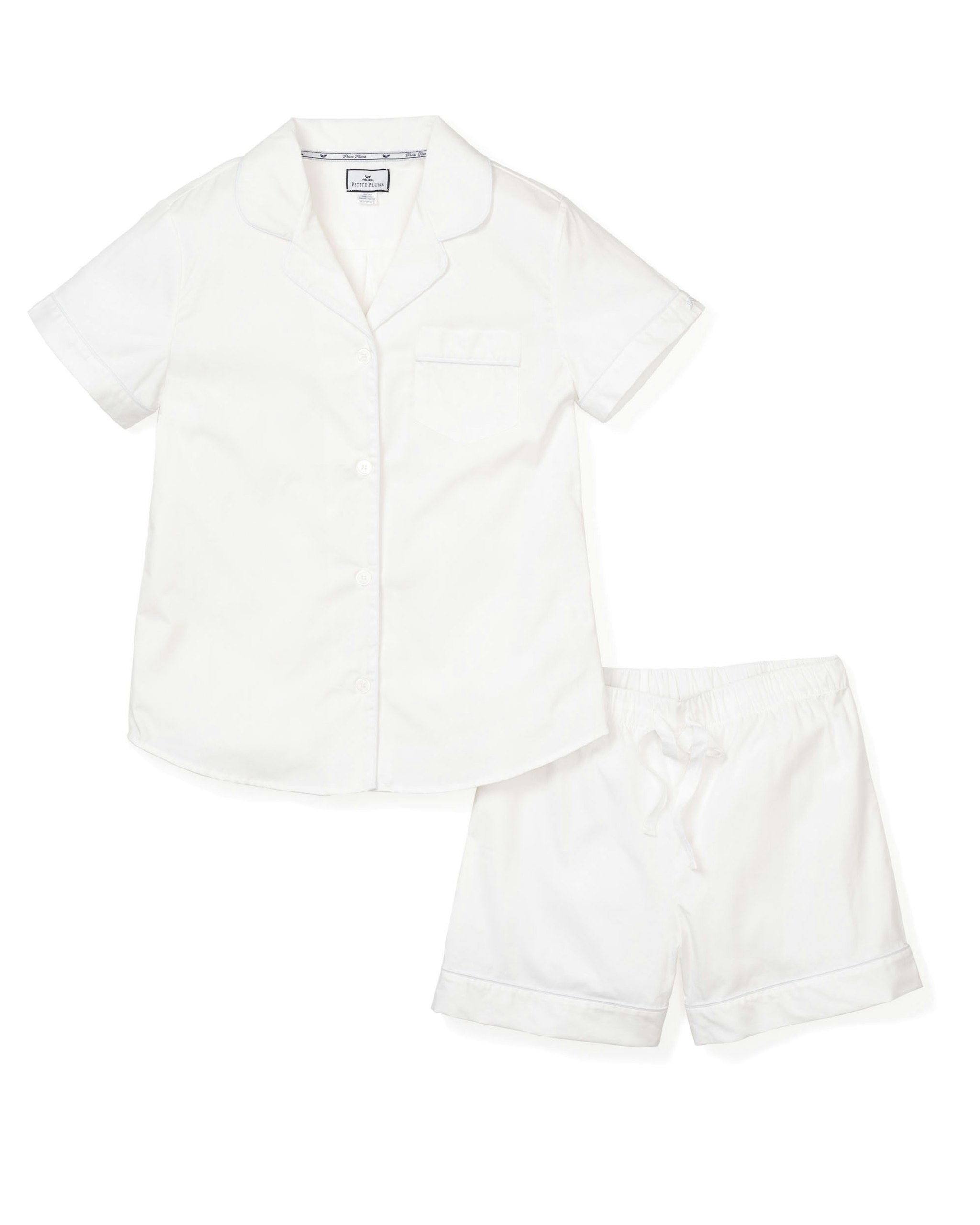 Women's Twill Pajama Short Set in White in White#Colorway_White