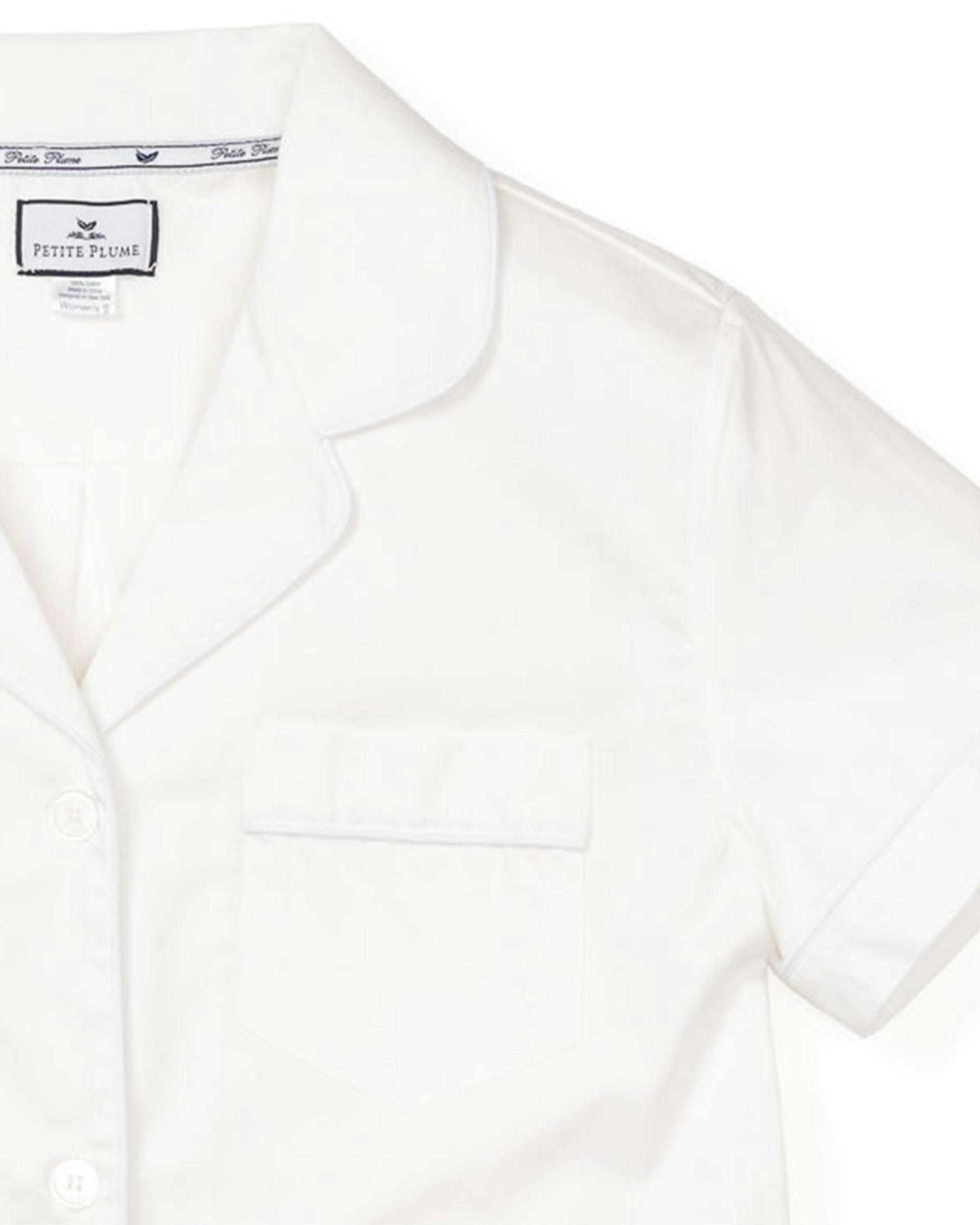 Women's Twill Pajama Short Set in White in White#Colorway_White