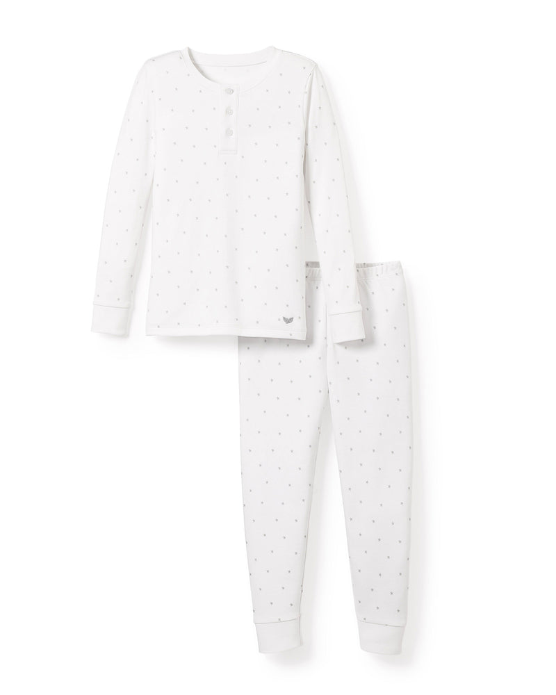 Kid's Pima Snug Fit Pajama Set in Grey Stars