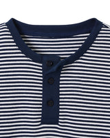 100% Pima Cotton Navy Stripe Short Set