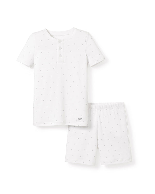 Kid's Pima Snug Fit Pajama Short Set in Grey Stars