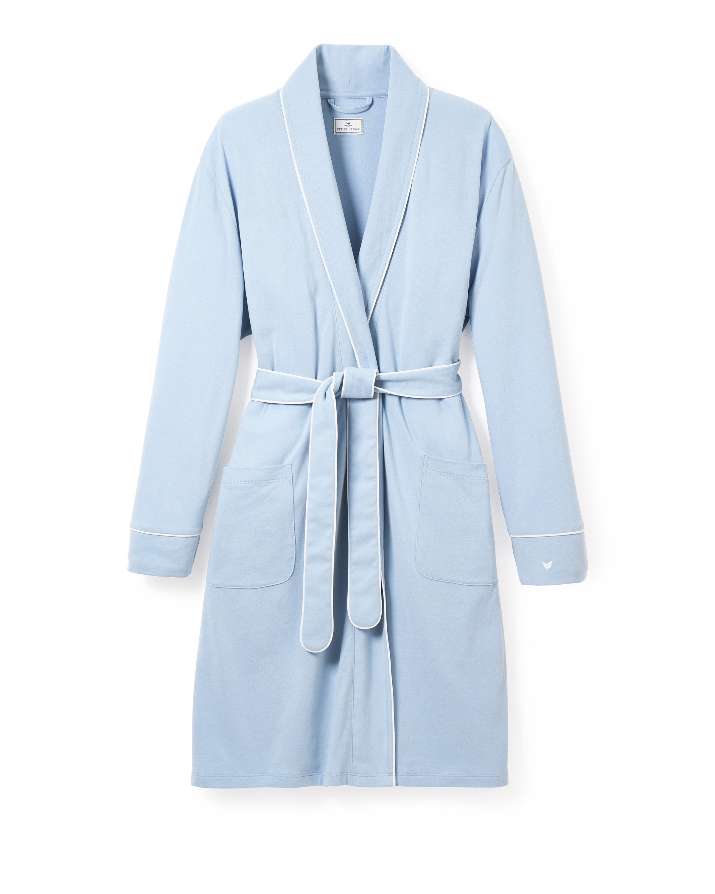 Women's Luxe Pima Cotton Navy Robe | Petite Plume