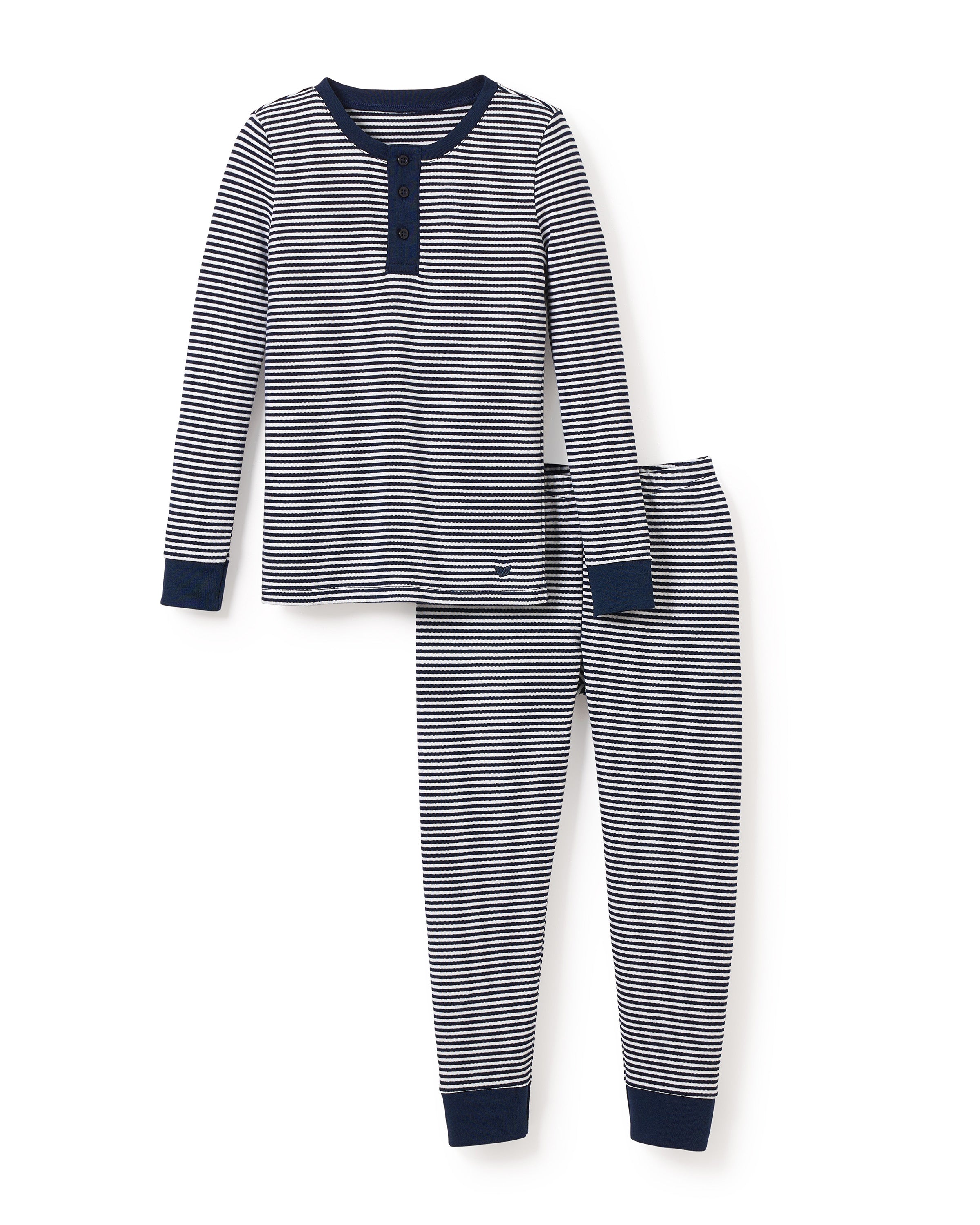 Kid's Pima Snug Fit Pajama Set in Navy Stripe