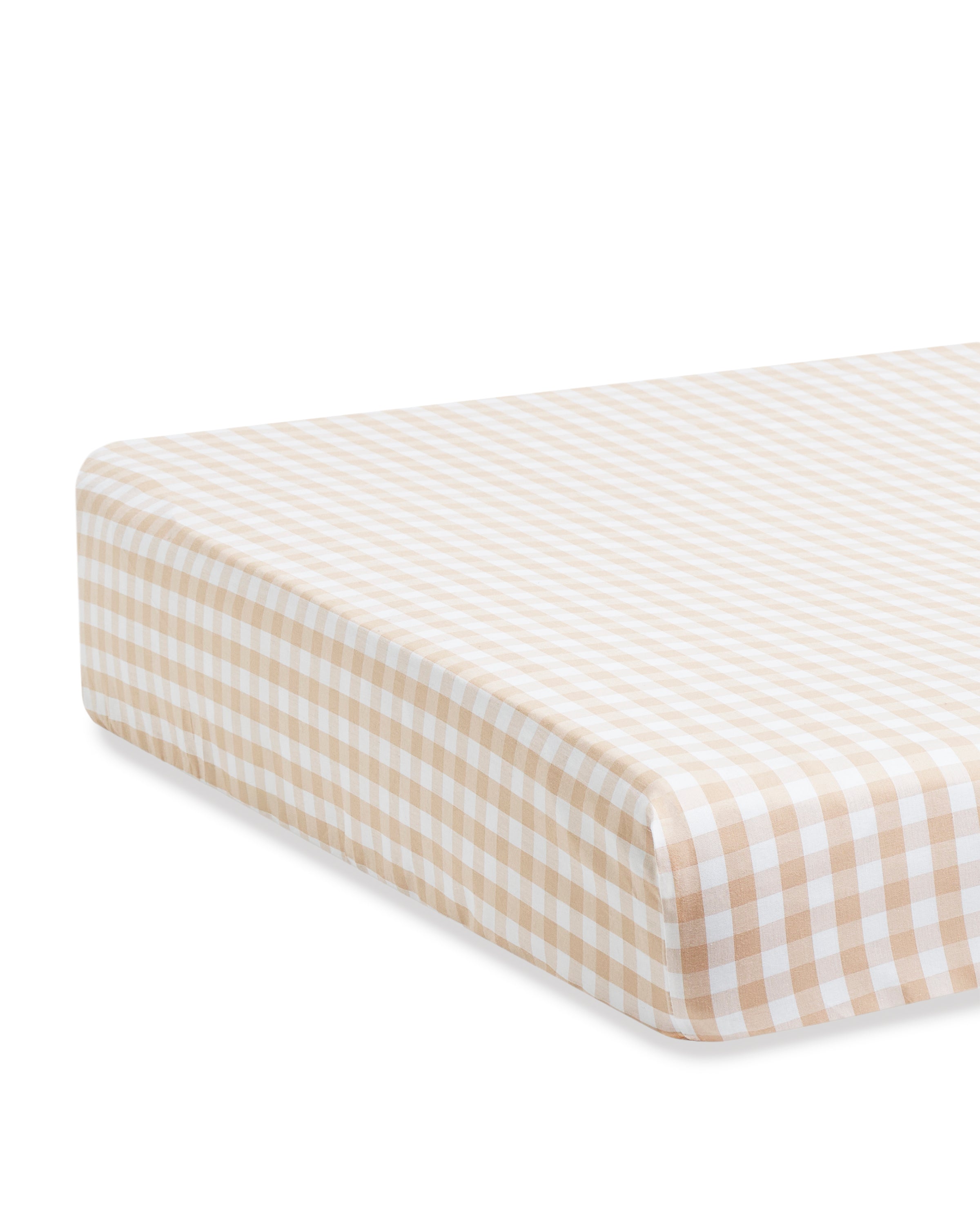 Luxe Premium Cotton Crib Sheet in Camel Gingham