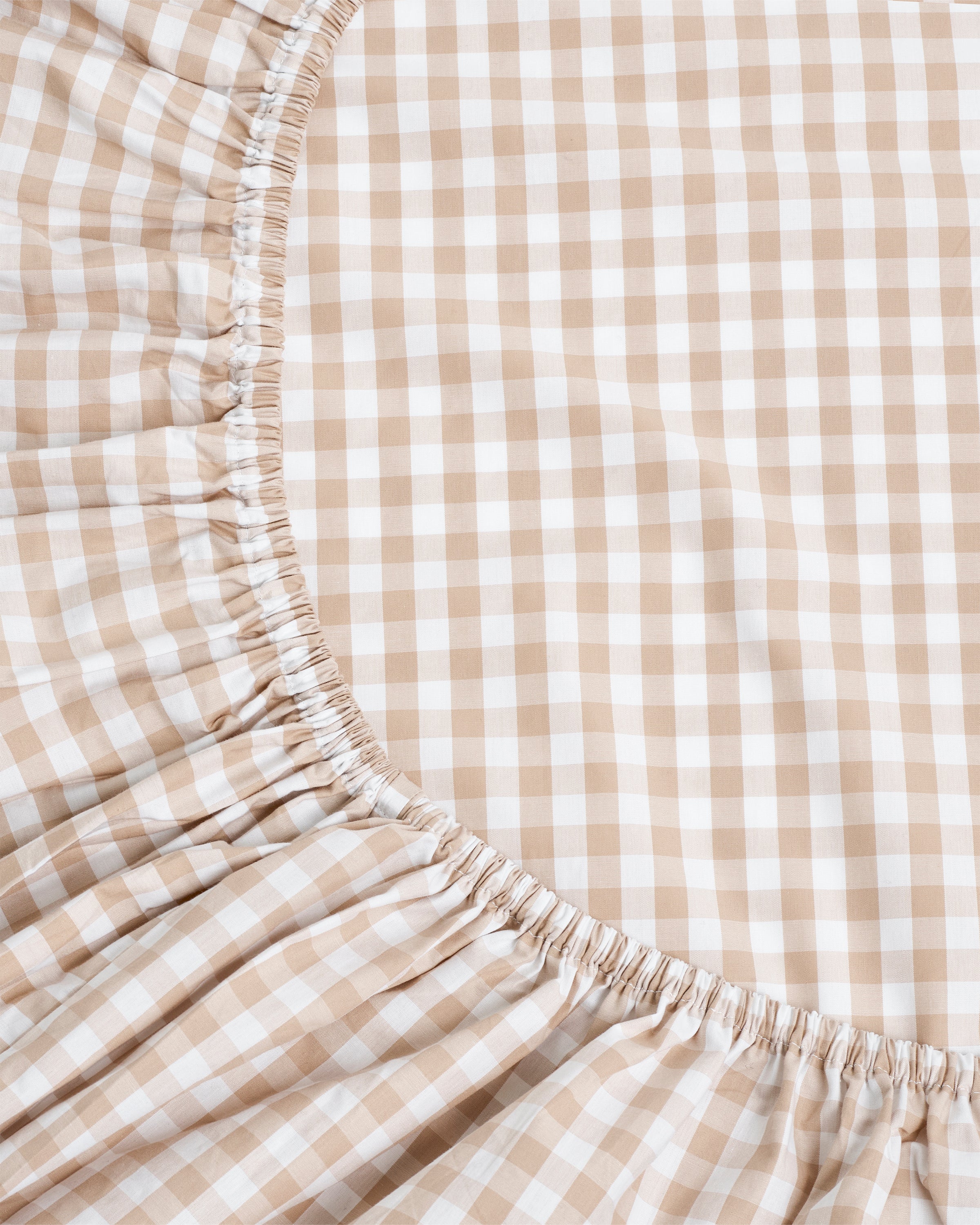 Luxe Premium Cotton Crib Sheet in Camel Gingham