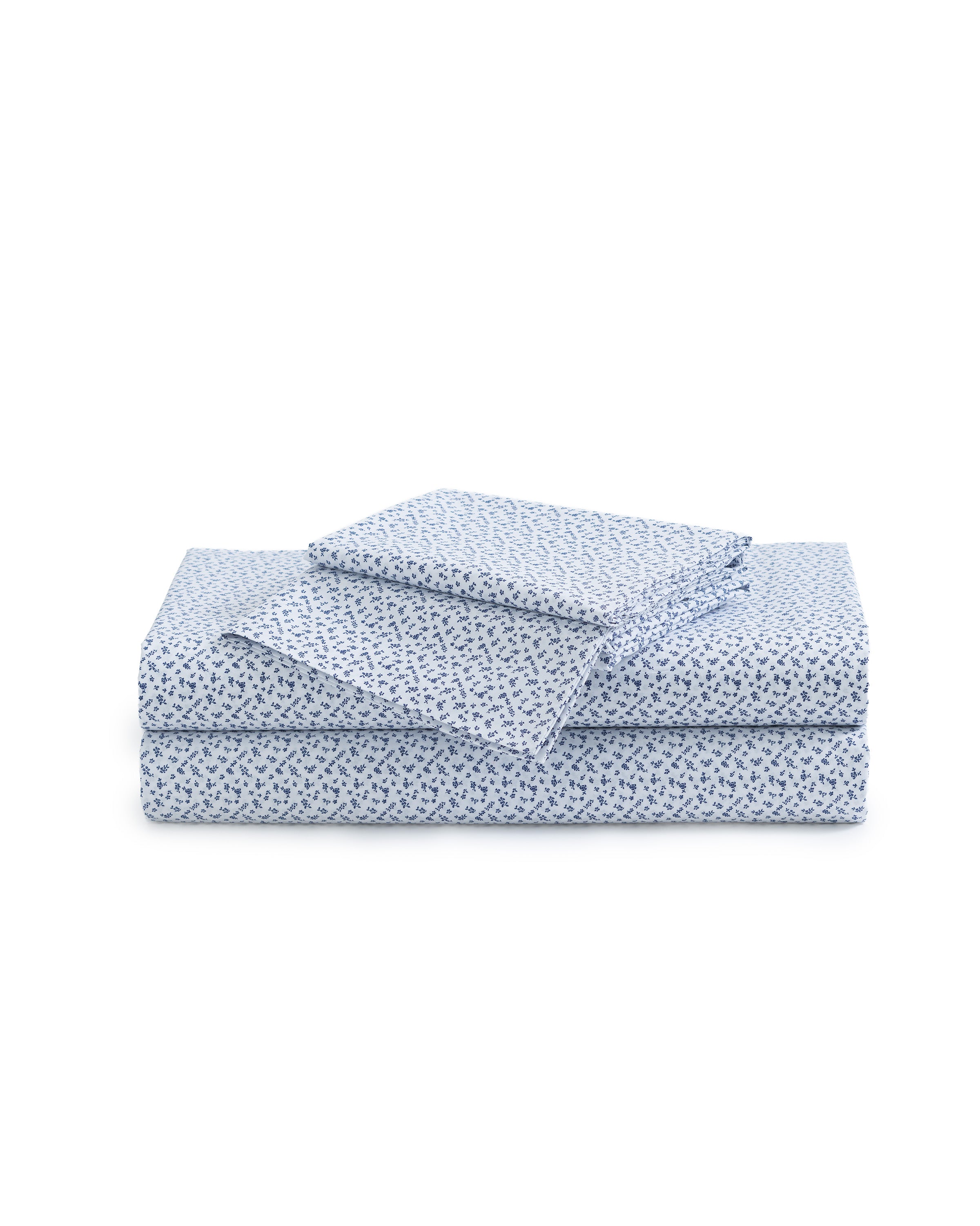 Luxe Premium Percale Bed Sheets in Ditsy Waltz White