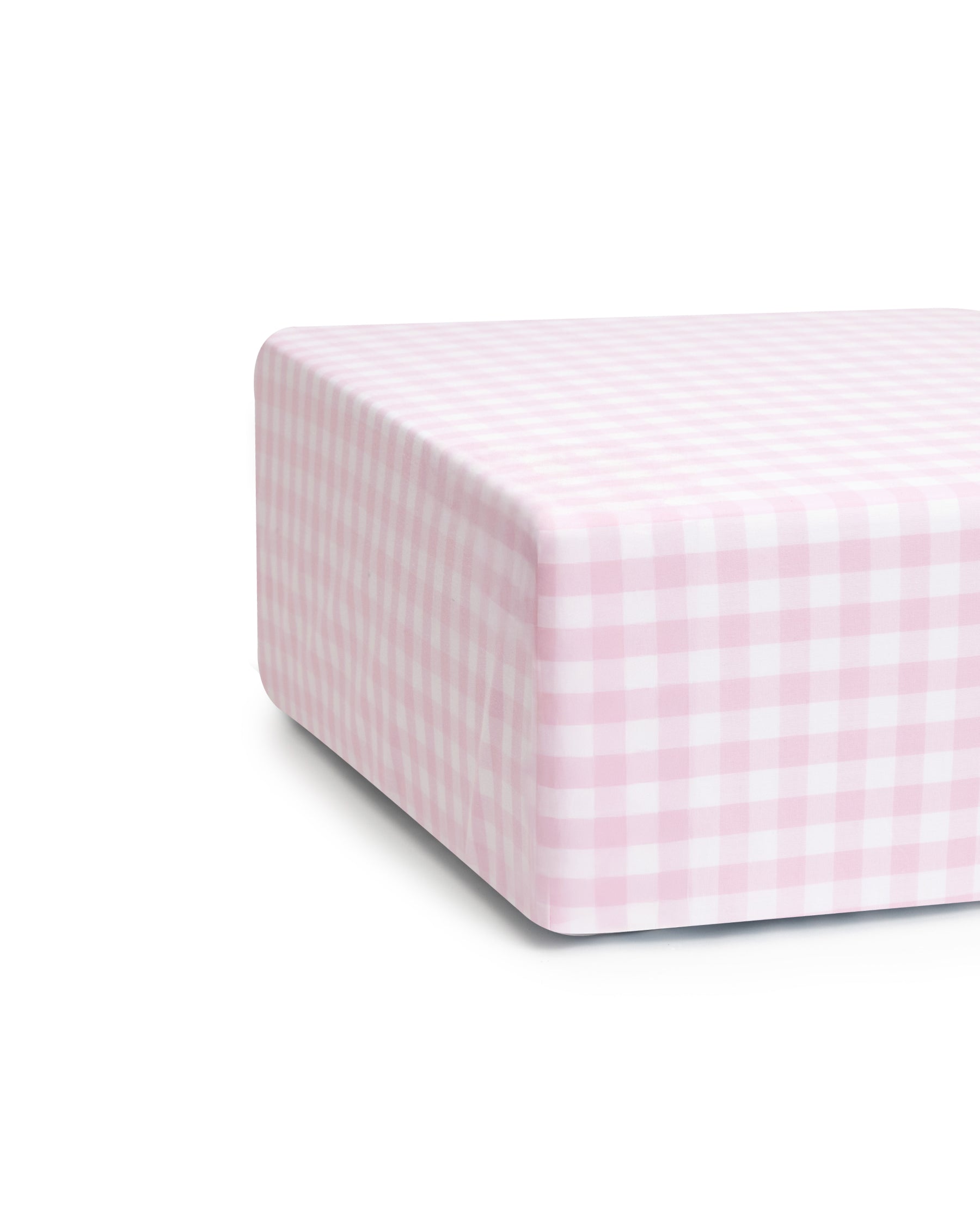 Luxe Premium Cotton Crib Sheet in Navy Gingham  in Pink Gingham#Color_Pink Gingham