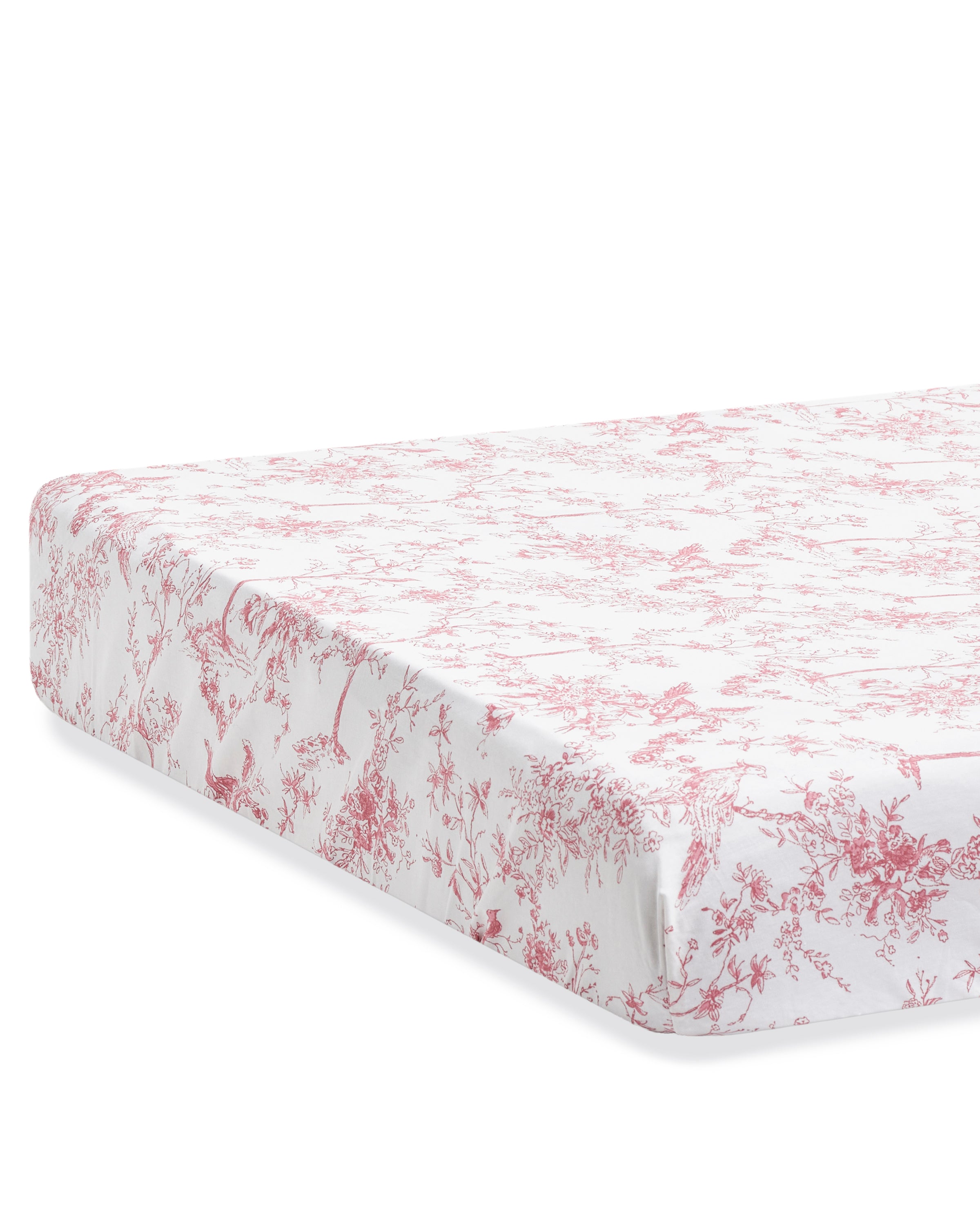 Luxe Premium Cotton Crib Sheet in Pink Timeless Toile