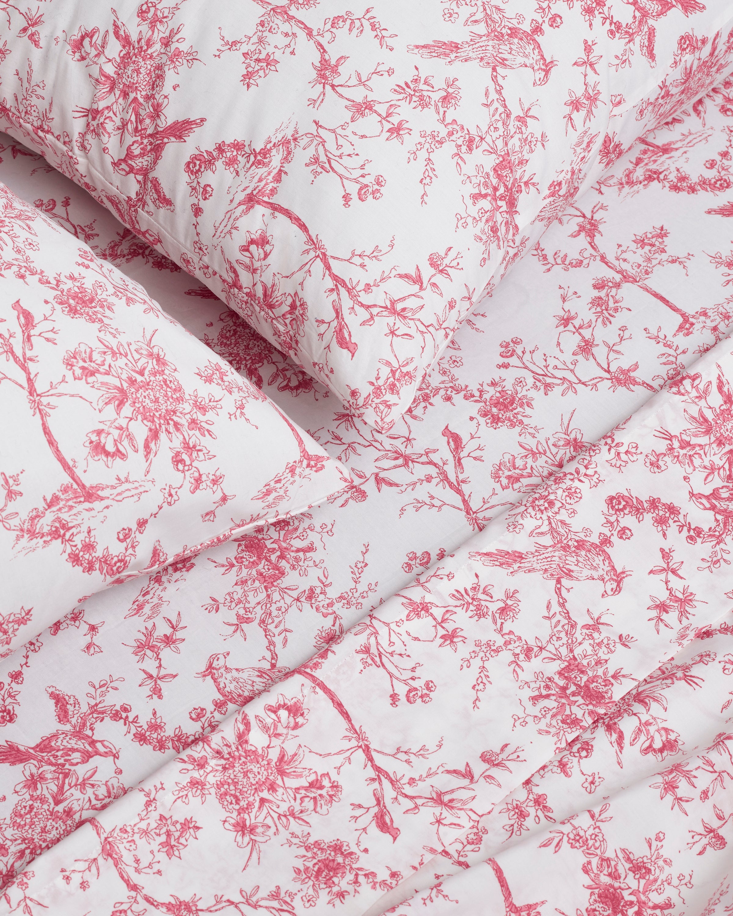 Luxe Premium Cotton Sheets in Pink Timeless Toile