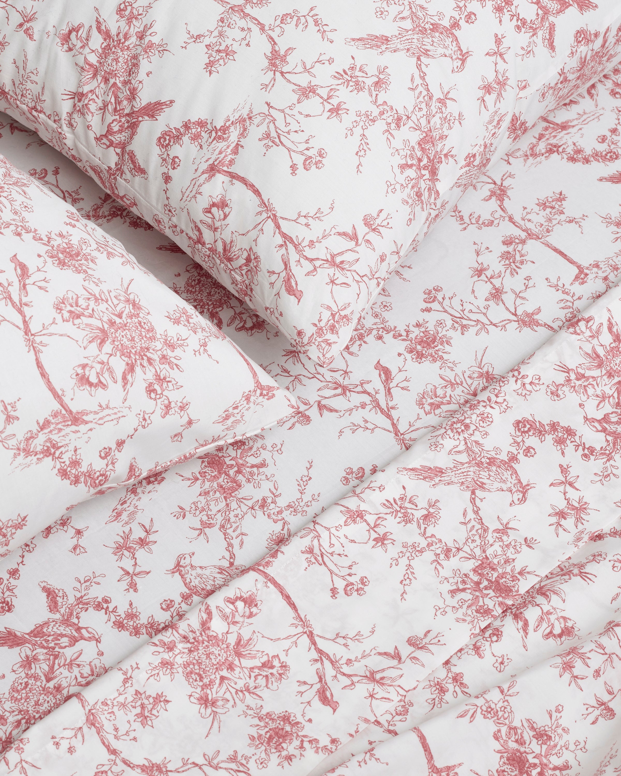 Luxe Premium Cotton Sheets in Pink Timeless Toile