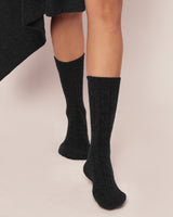 100% Cashmere Women's Socks in Black