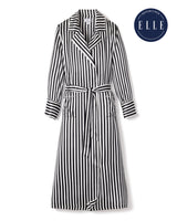 100% Mulberry Silk Bengal Stripe Long Robe