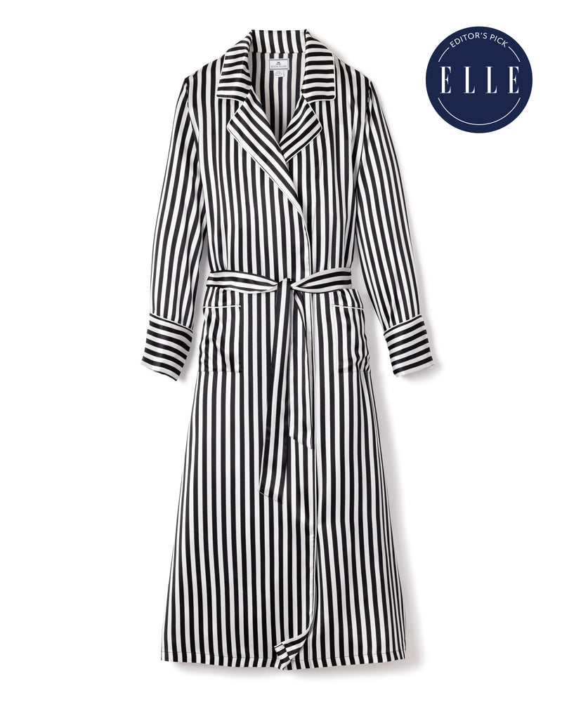 100% Mulberry Silk Bengal Stripe Long Robe