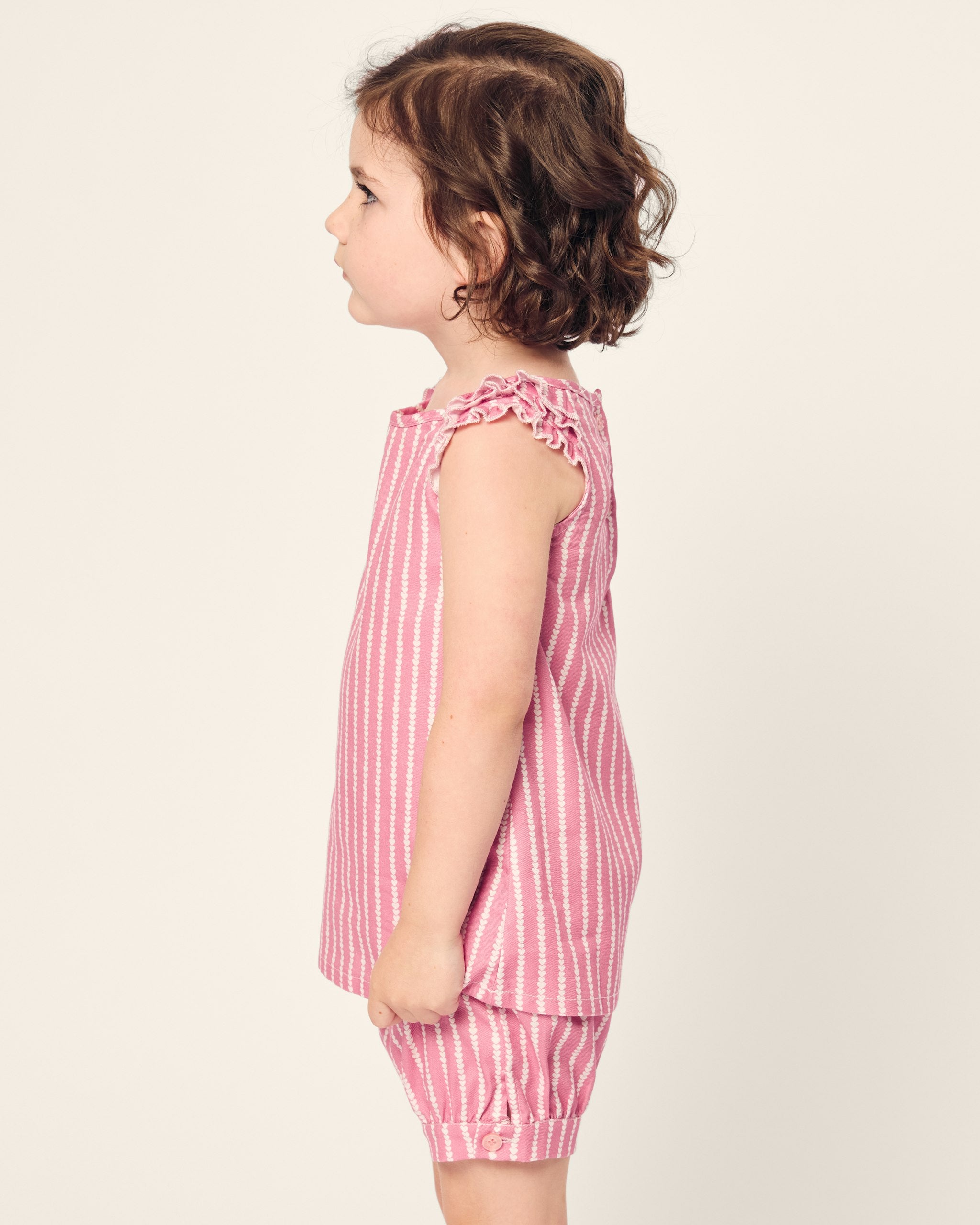 Girl's Twill Amelie Short Set in Love Lines in Love Lines#Color_Love Lines