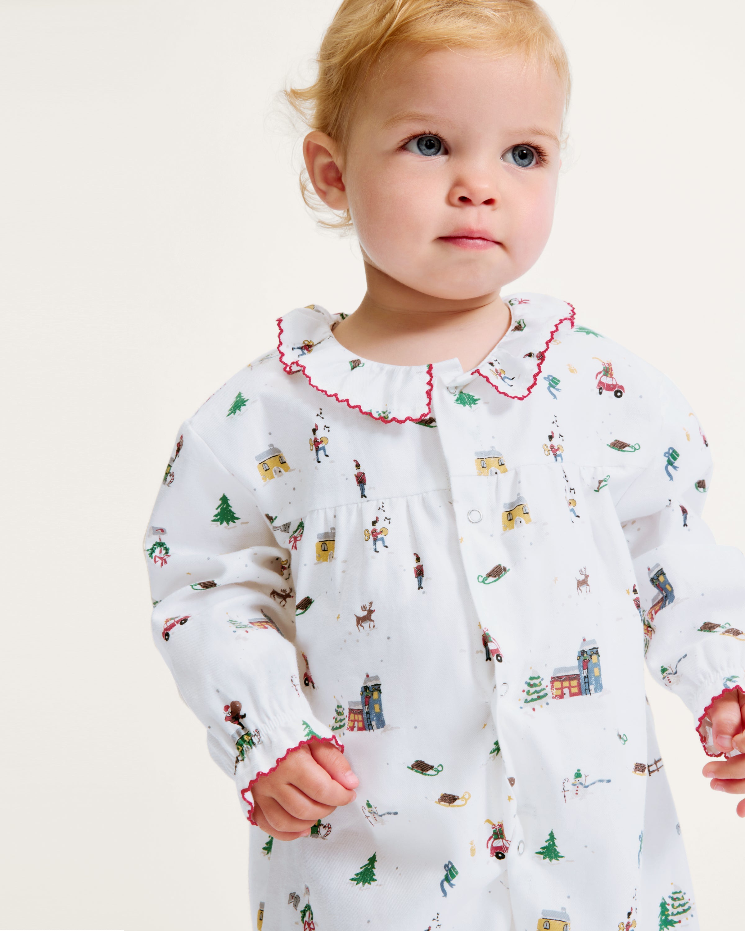 Baby's Twill Madeline Romper in Holiday Town