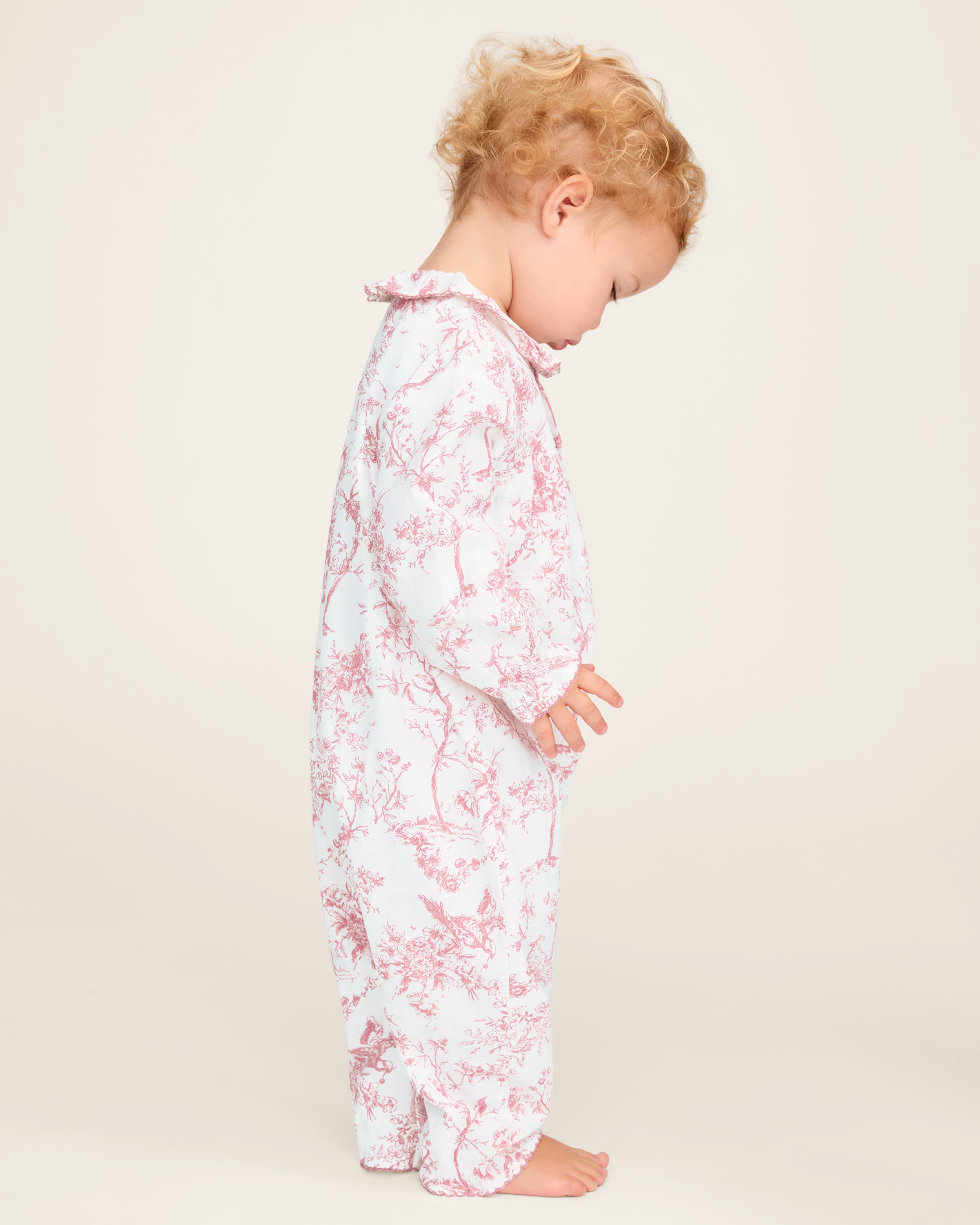 Baby's Twill Madeline Romper in Pink Timeless Toile