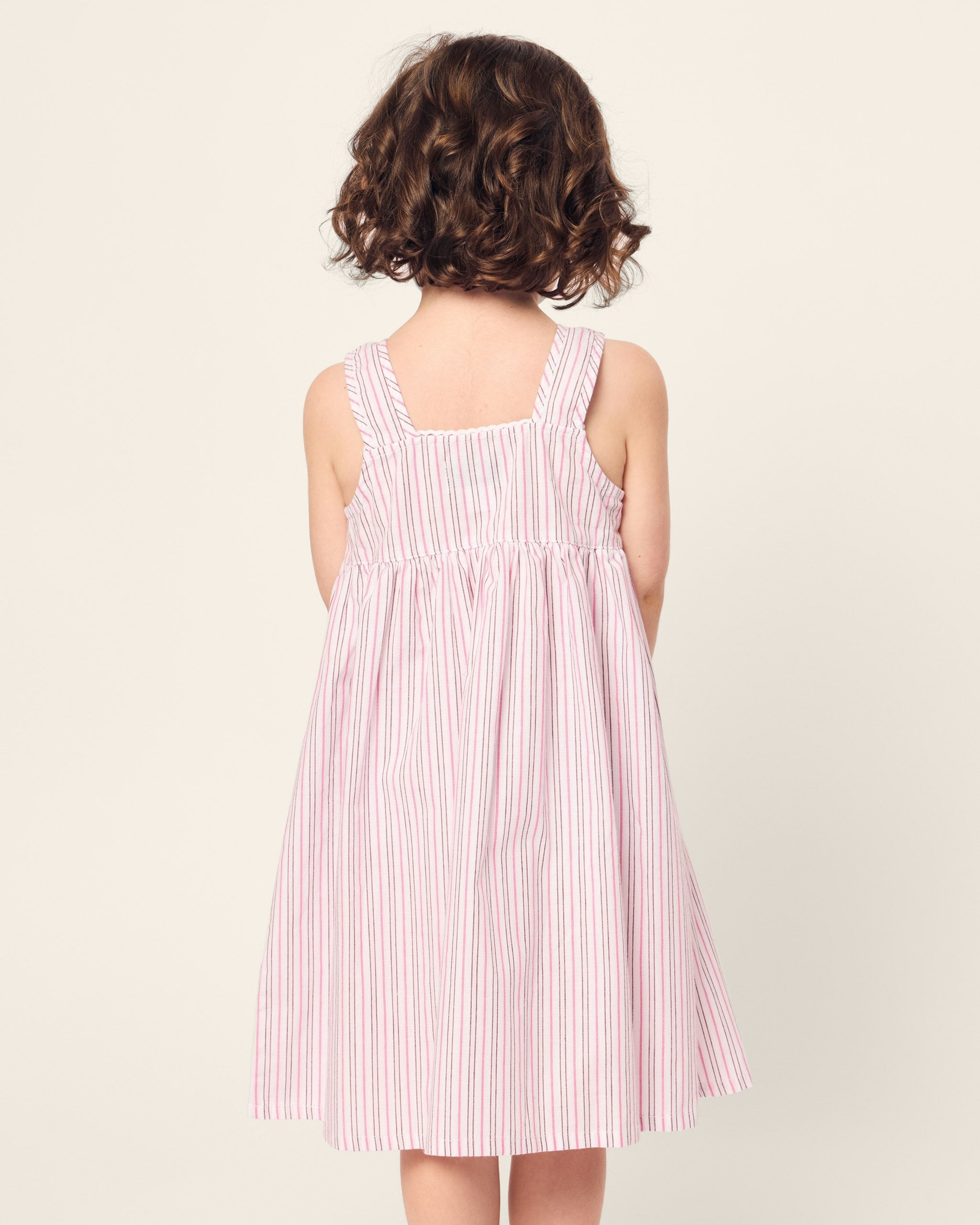 Girl's Twill Charlotte Nightgown in Lavender French Ticking in Blush Boulevard#Color_Blush Boulevard