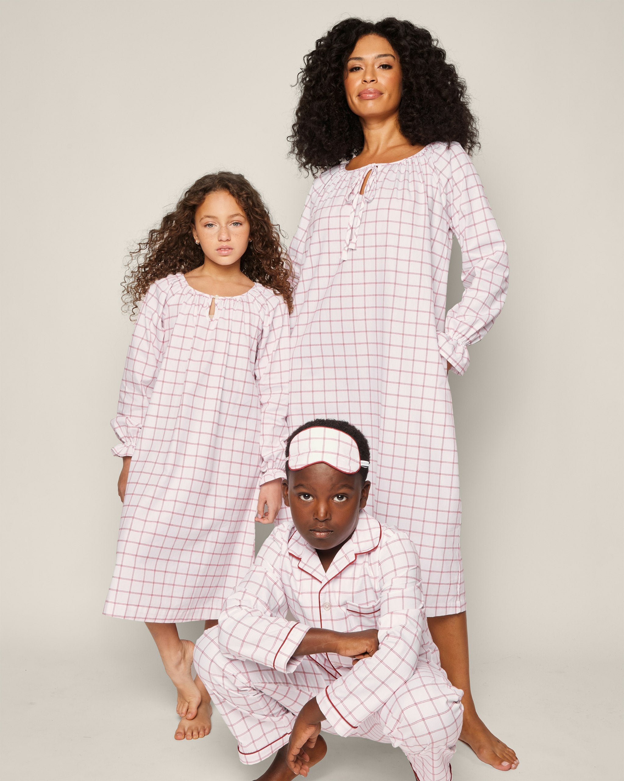 Girl's Twill Delphine Nightgown in Garnet Tattersall in Garnet Tattersall#Color_Garnet Tattersall