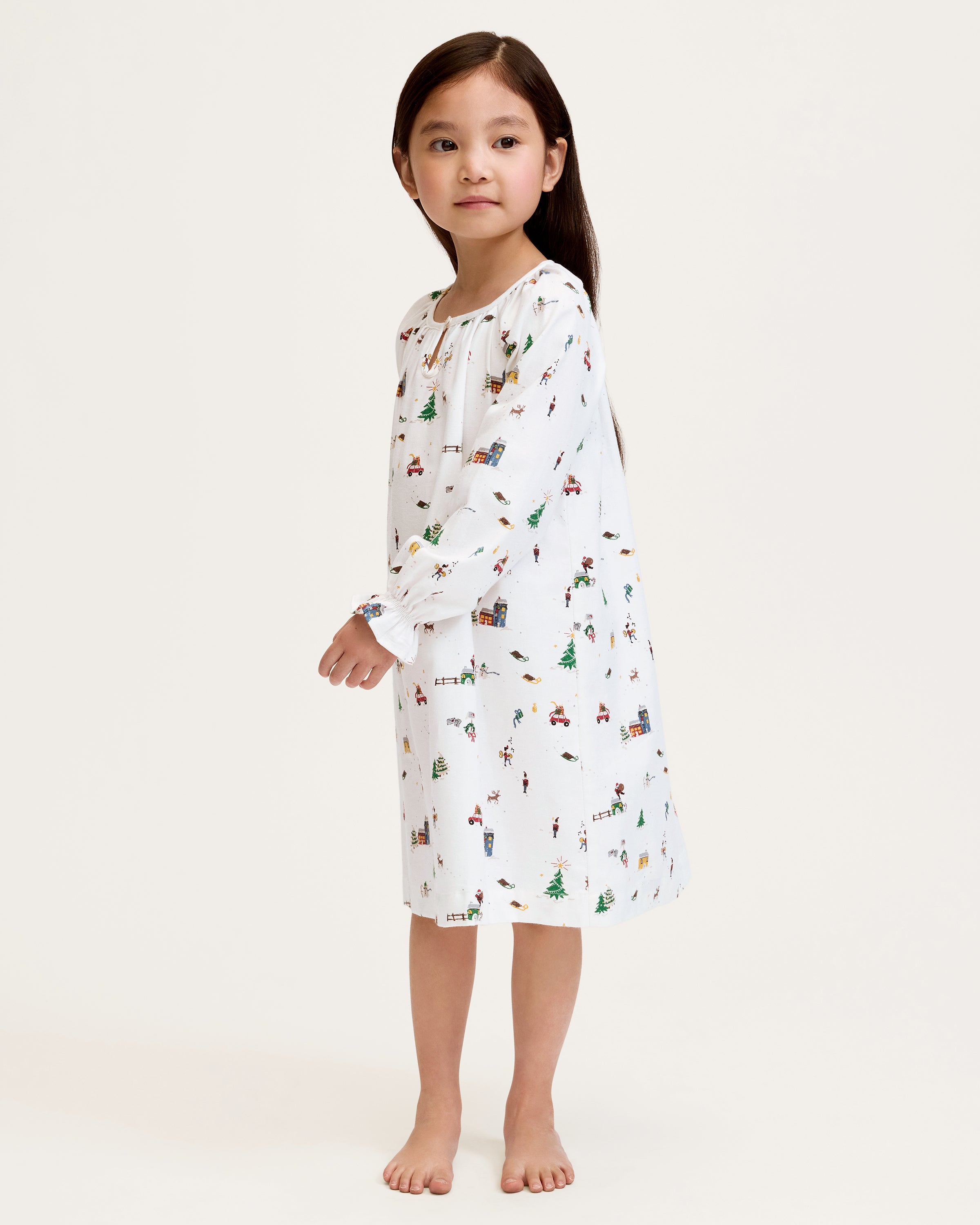 Girl's Twill Delphine Nightgown in Holiday Town