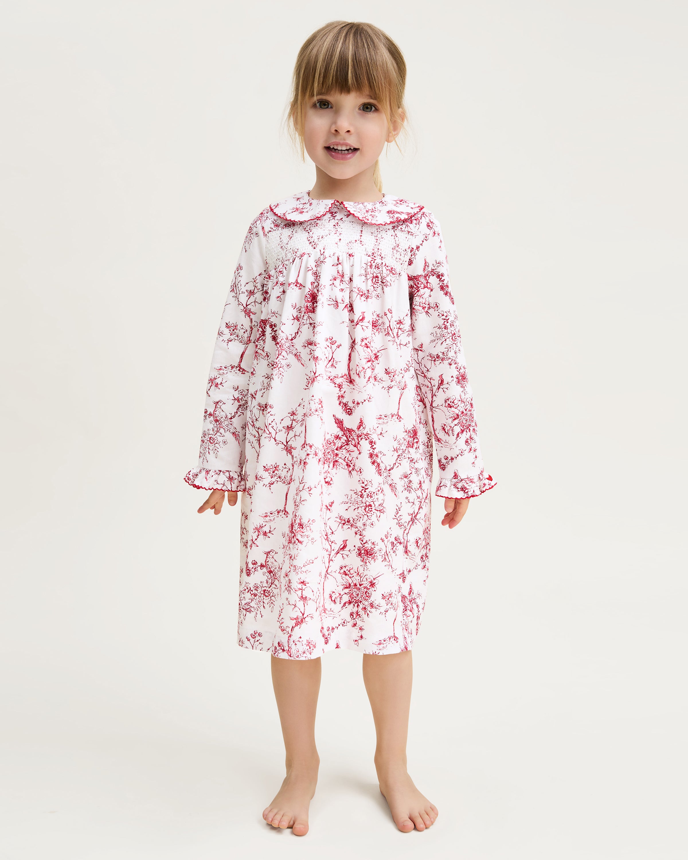 Girl's Twill Eloise Nightgown in Red Timeless Toile