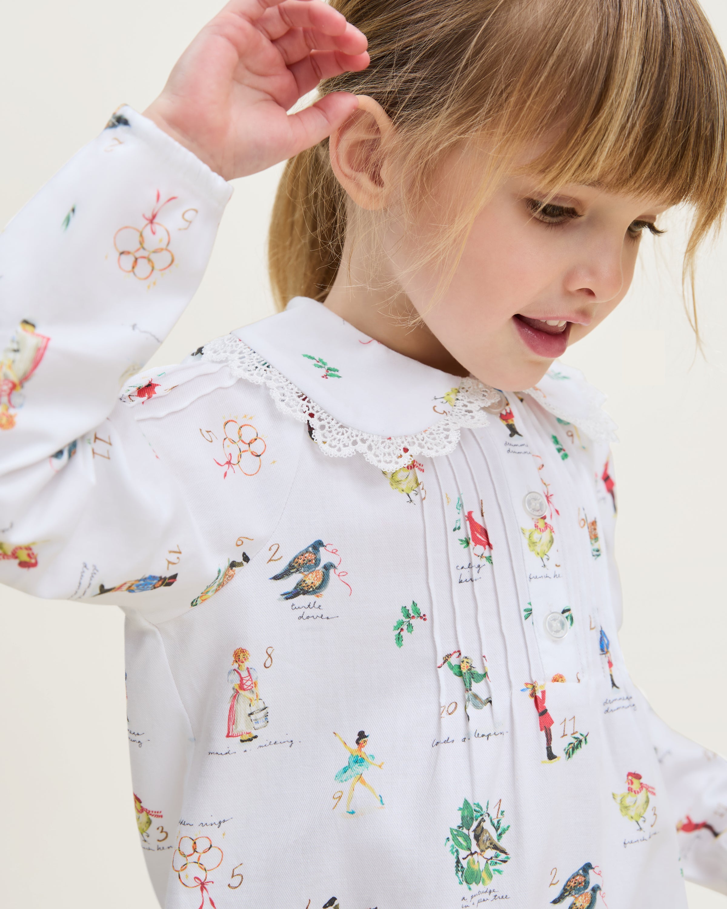 Girl's Twill Lola Nightgown in 12 Days of Christmas