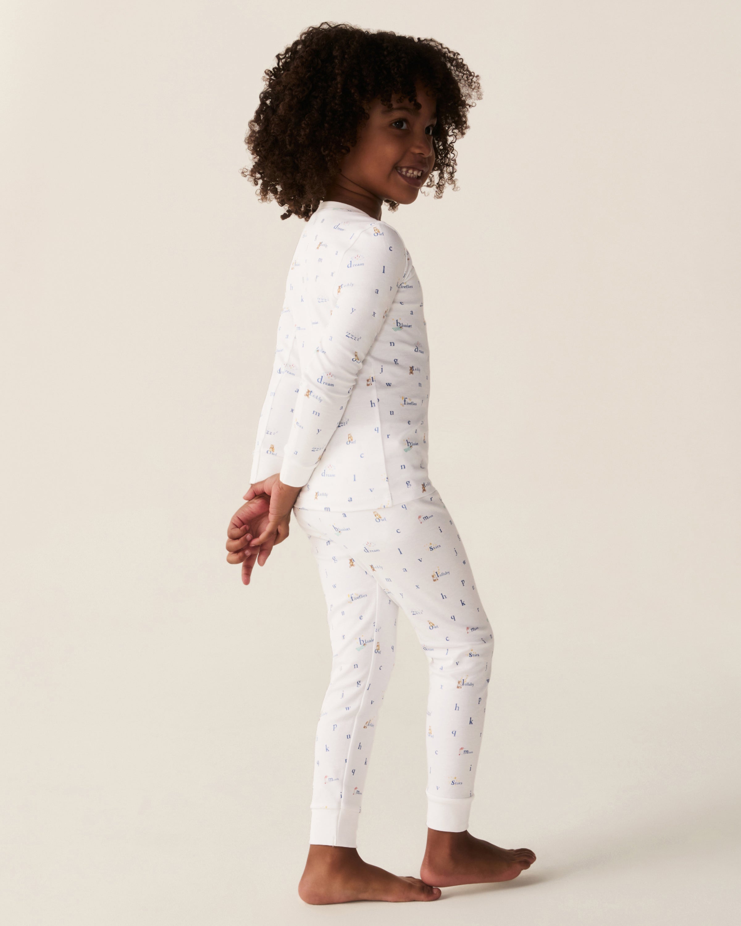 Kid's Pima Snug Fit Pajama Set in Letters and Lullabies