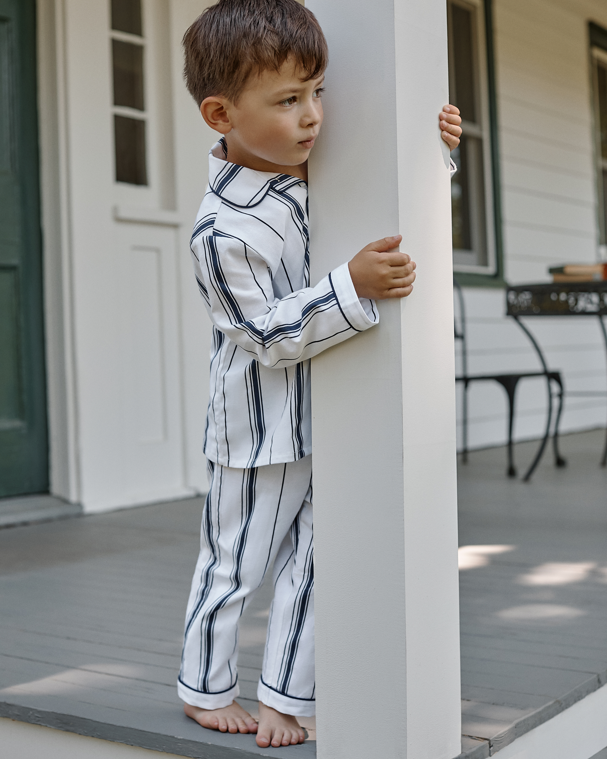 Kid's Twill Pajama Set in Parlor Stripe