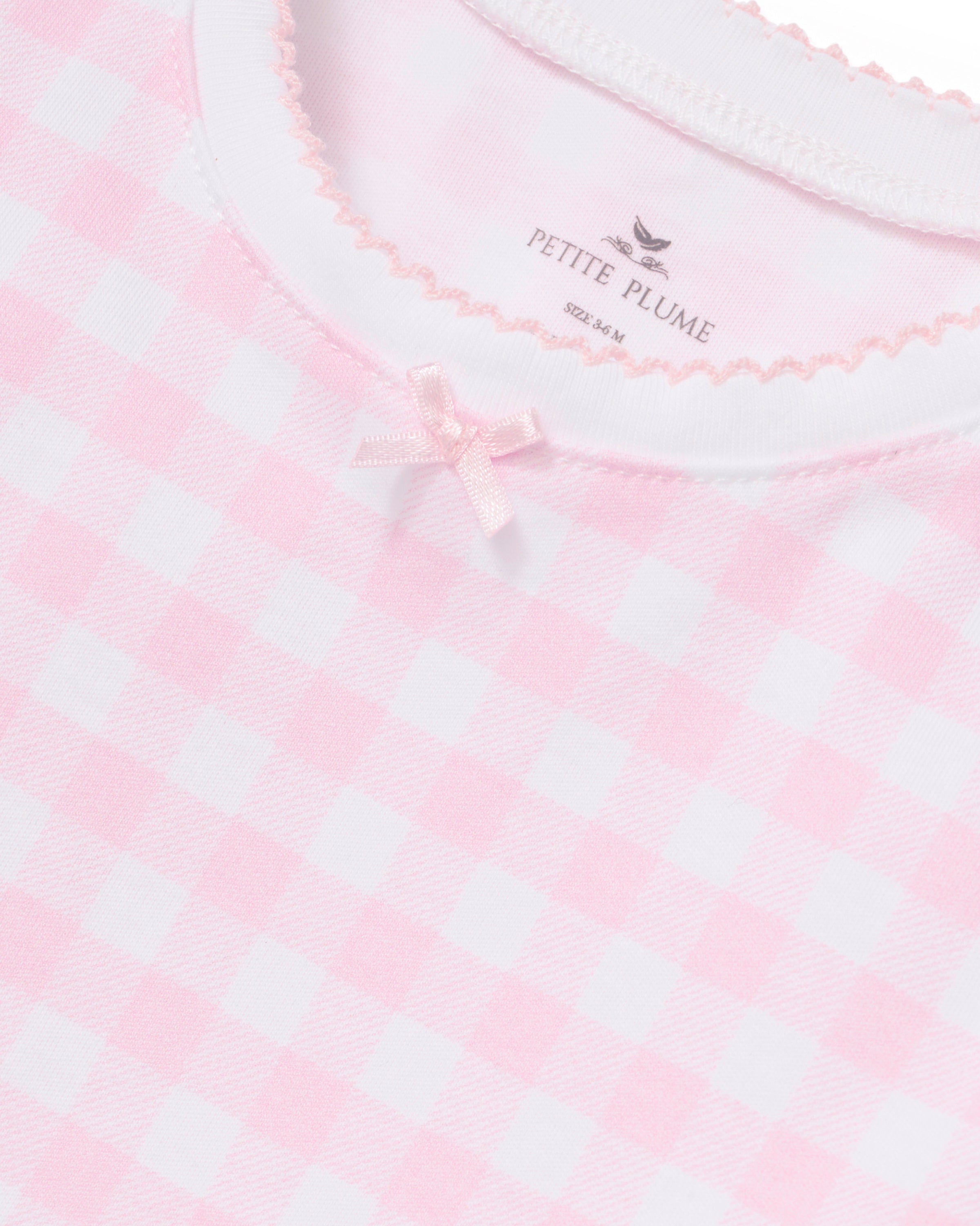 Kid's Pima Snug Fit Pajama Set in Pink Gingham