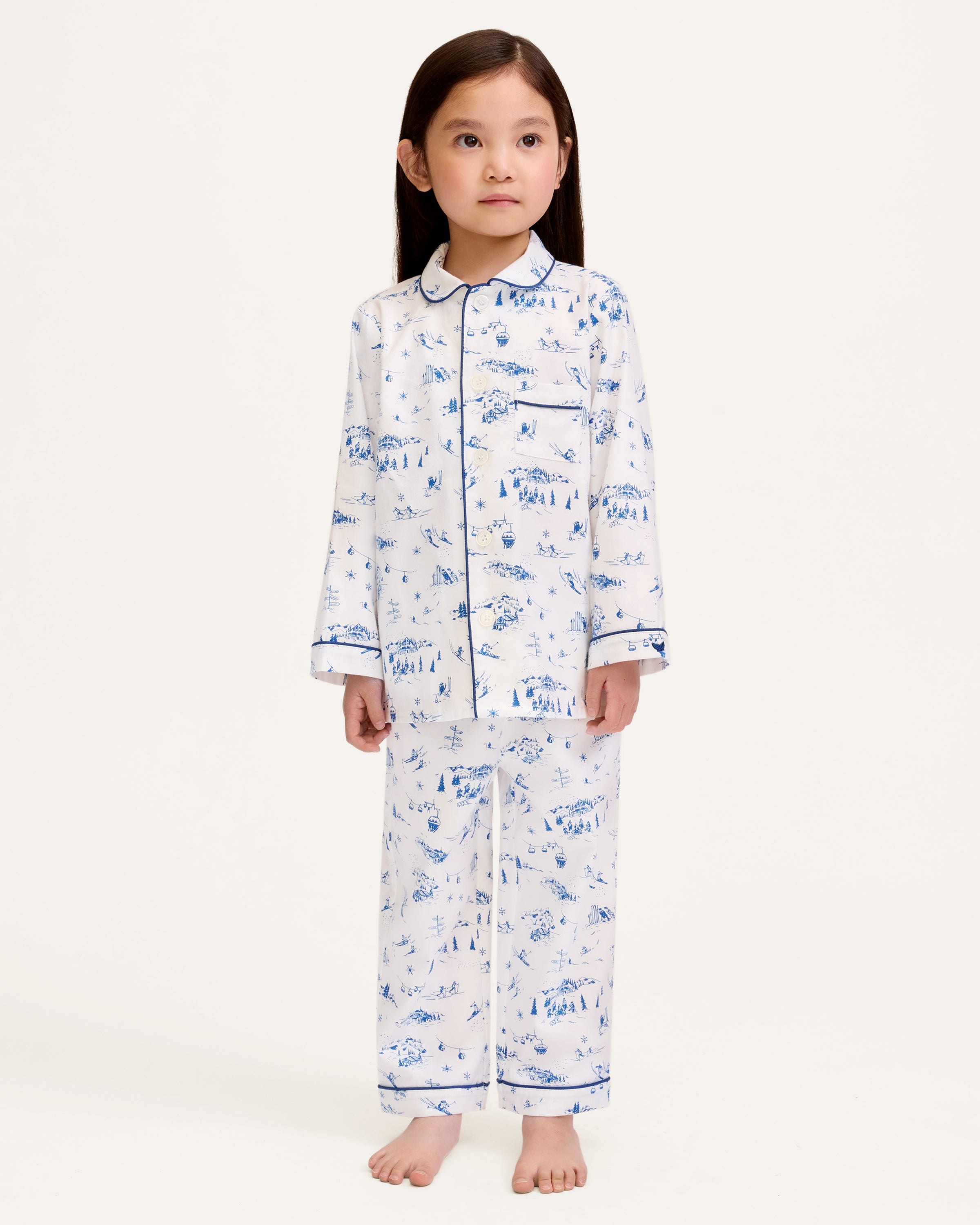 Kid's Twill Pajama Set in Chalet Toile