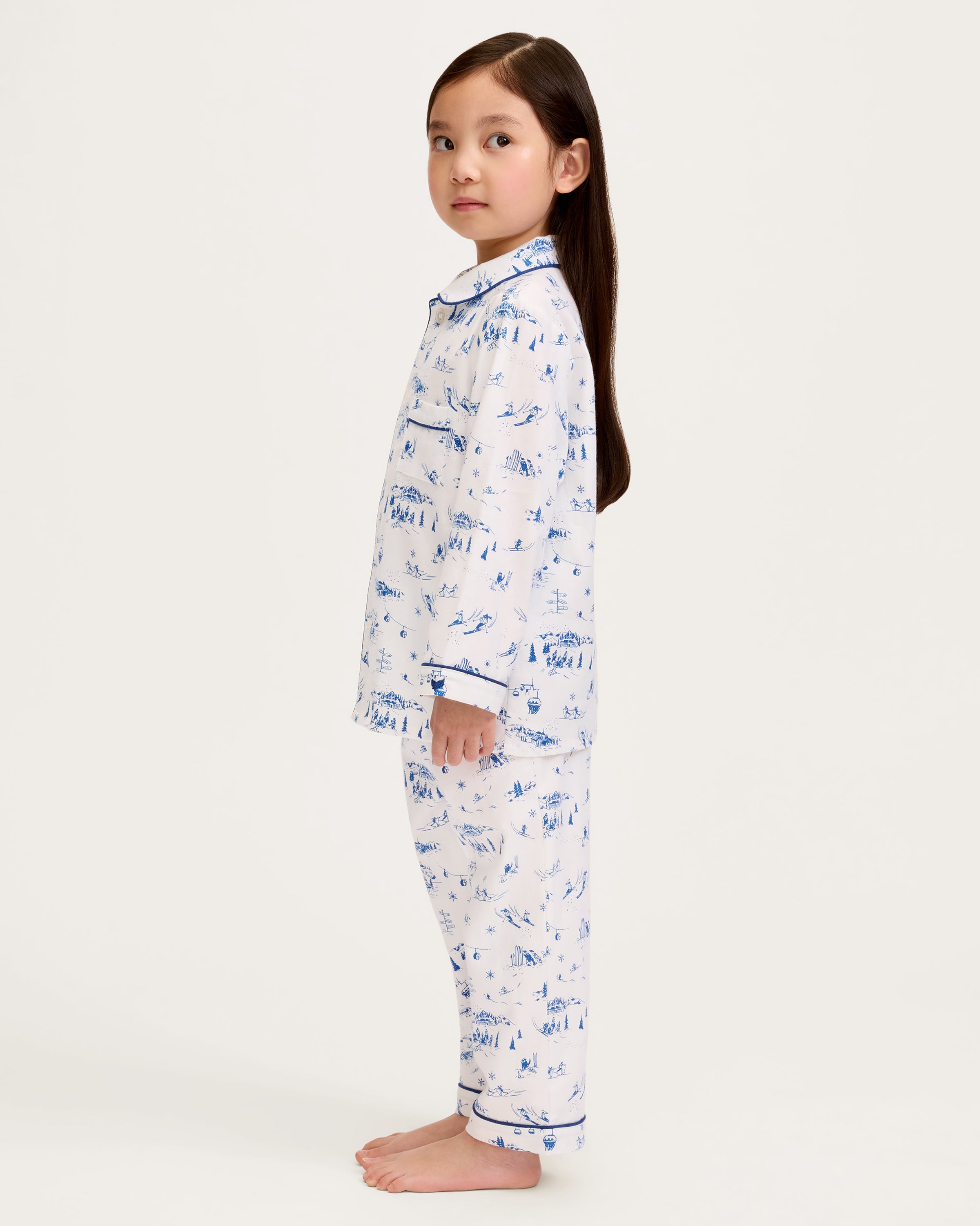 Kid's Twill Pajama Set in Chalet Toile
