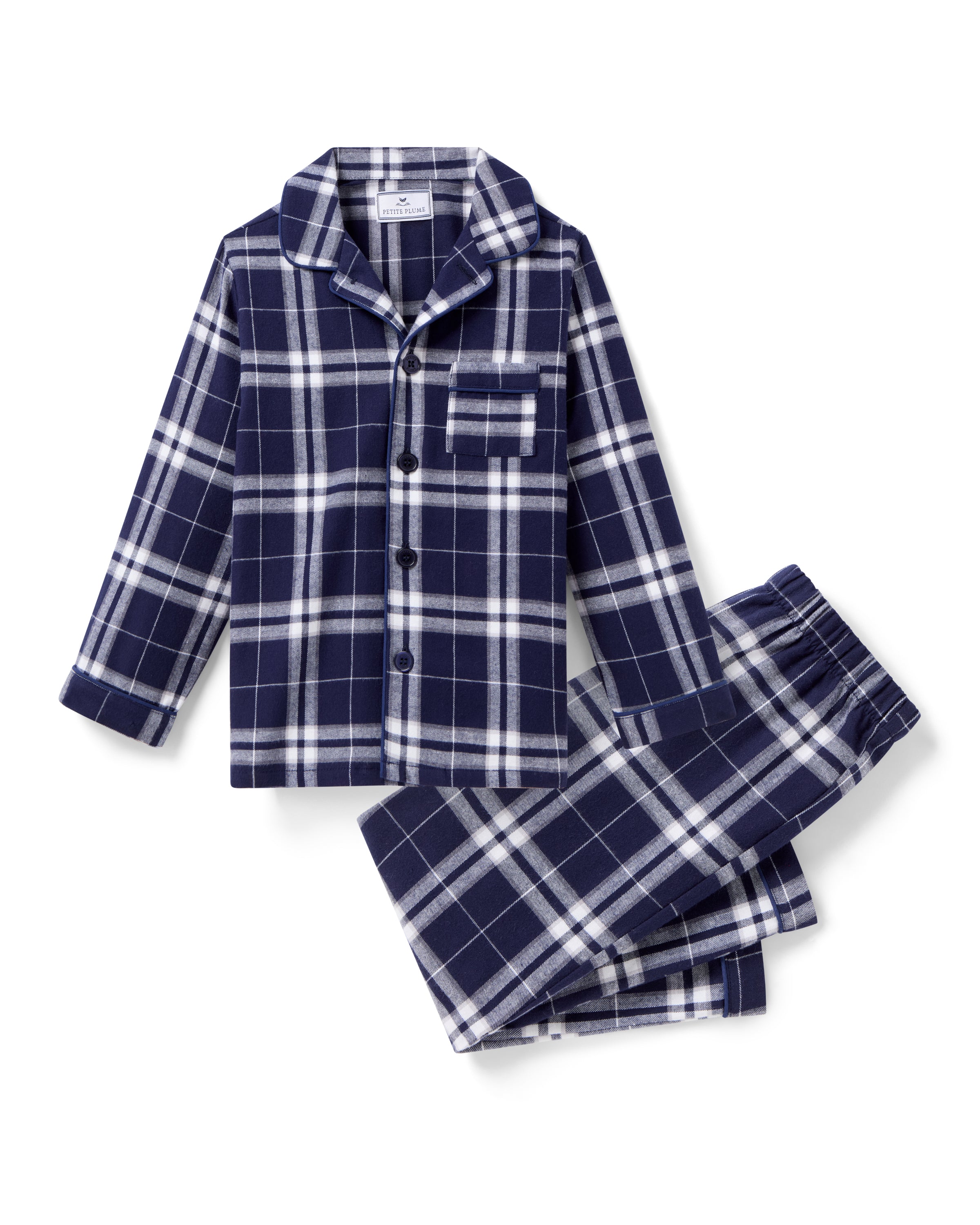 Kid's Brushed Cotton Pajama Set in Oxford Tartan