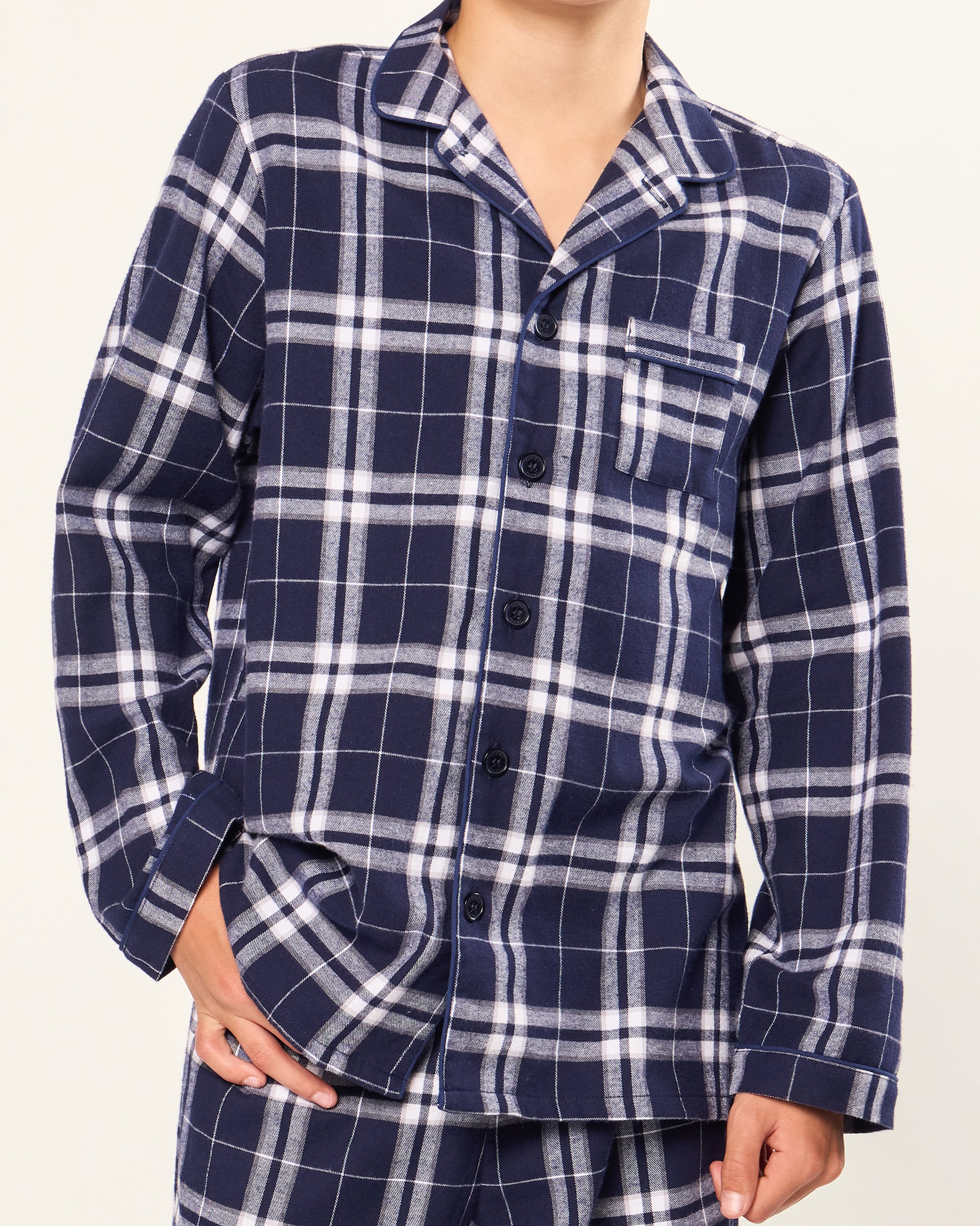 Kid's Brushed Cotton Pajama Set in Oxford Tartan