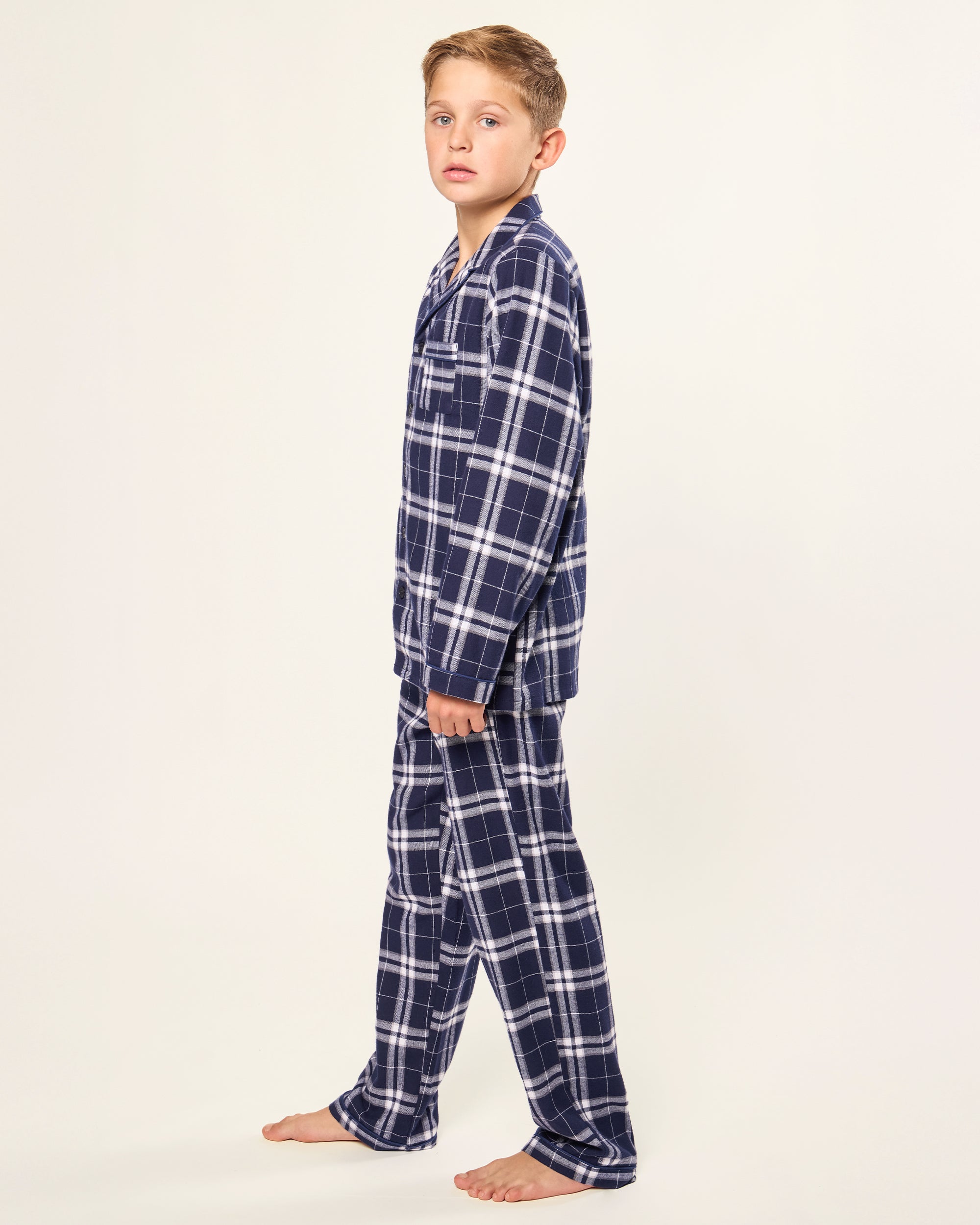 Kid's Brushed Cotton Pajama Set in Oxford Tartan
