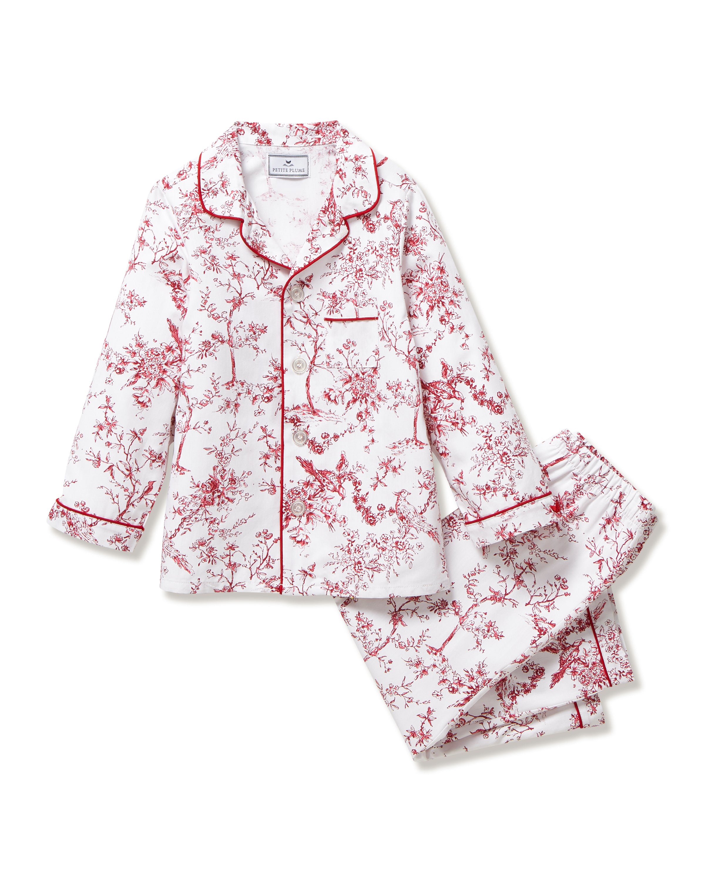Kid's Twill Pajama Set in Red Timeless Toile