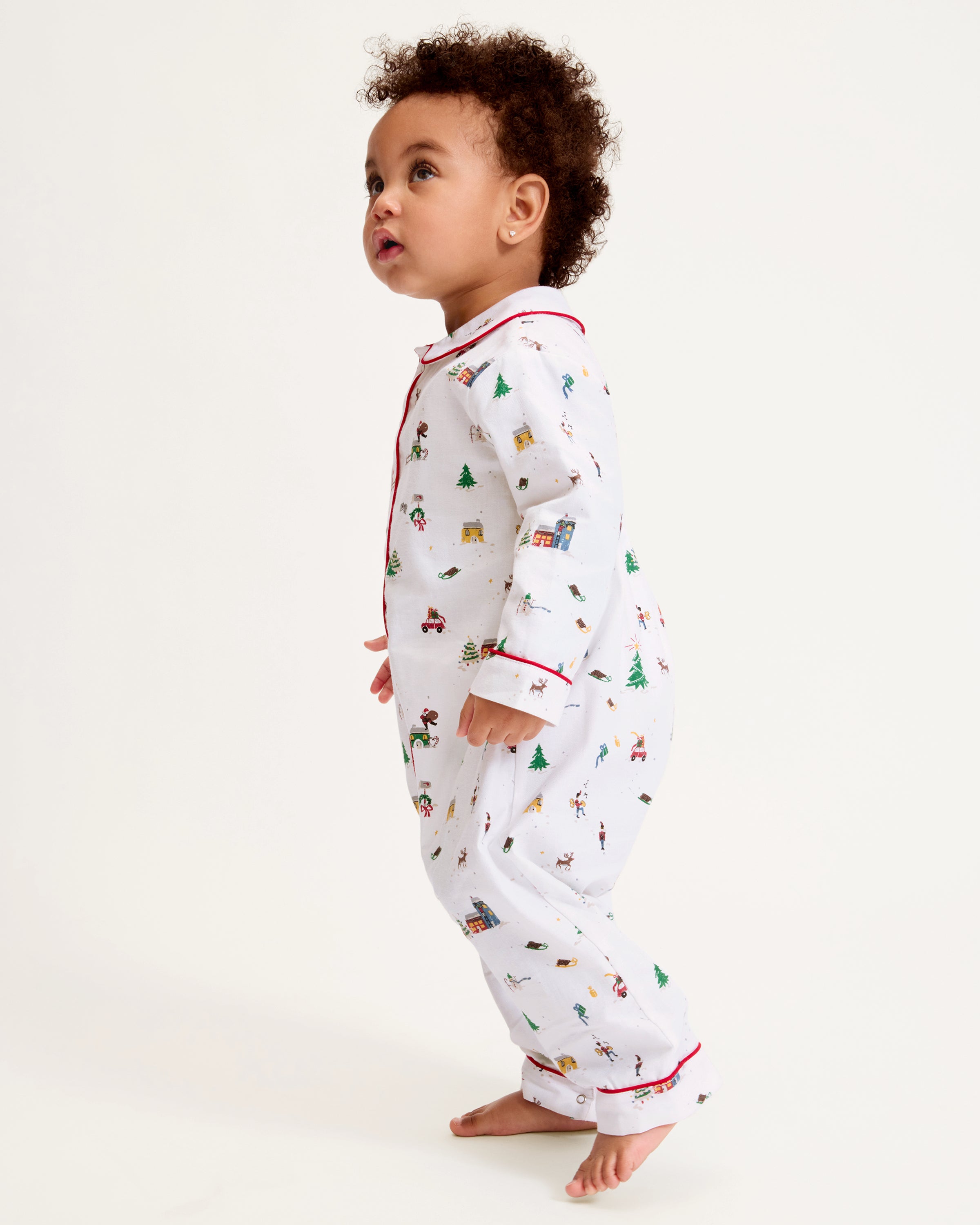 Baby's Twill Cambridge Romper in Holiday Town