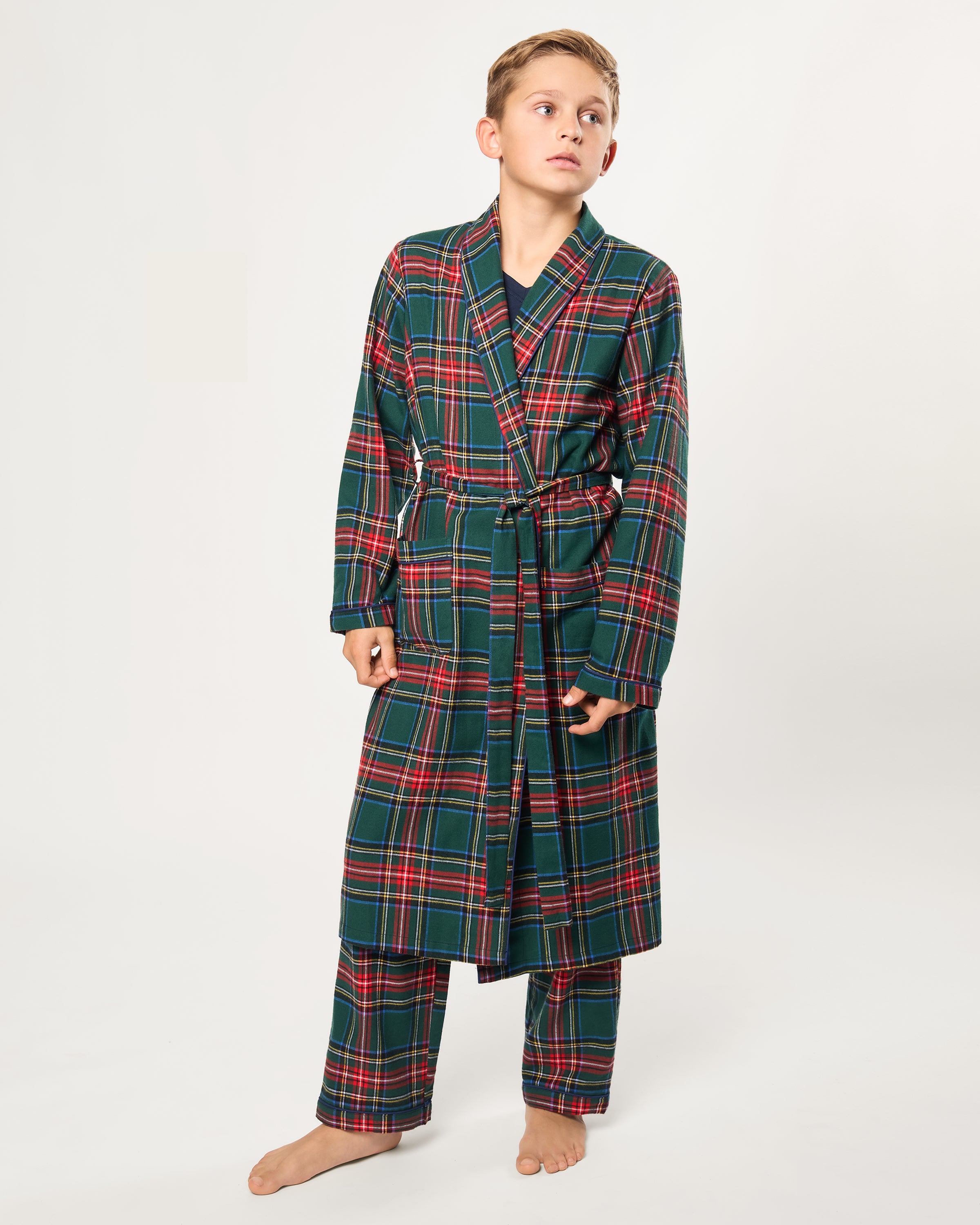 Kid's Brushed Twill Robe in Kensington Tartan