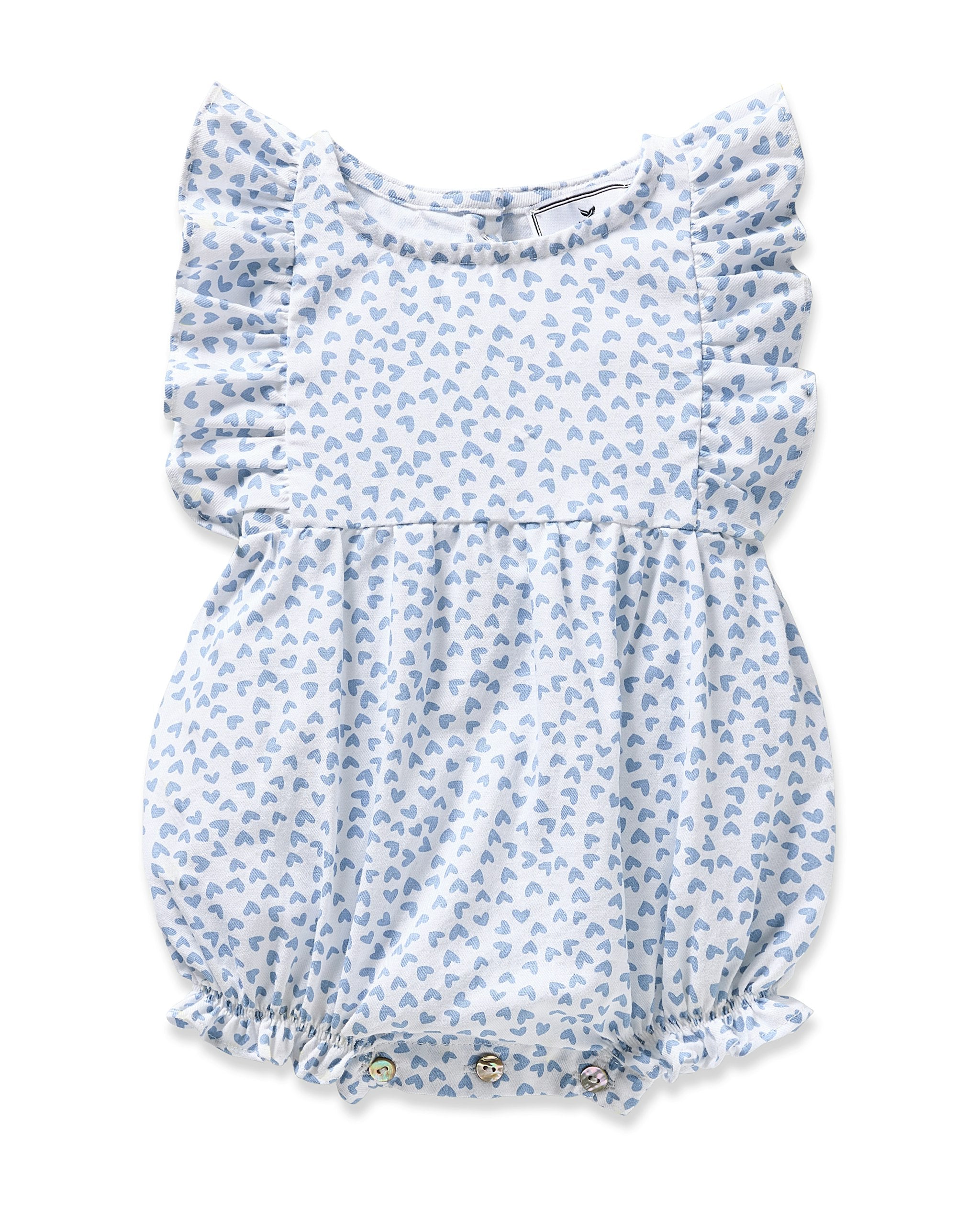 Baby's Twill Ruffled Romper in Bluehearts in Bluehearts#Color_Bluehearts