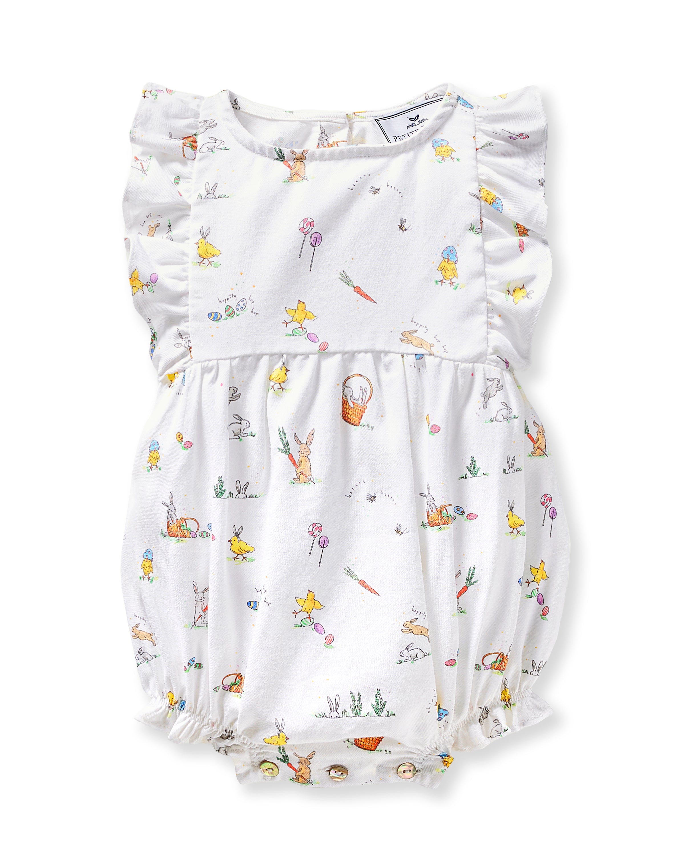 Baby's Twill Ruffled Romper in Easter Frolic